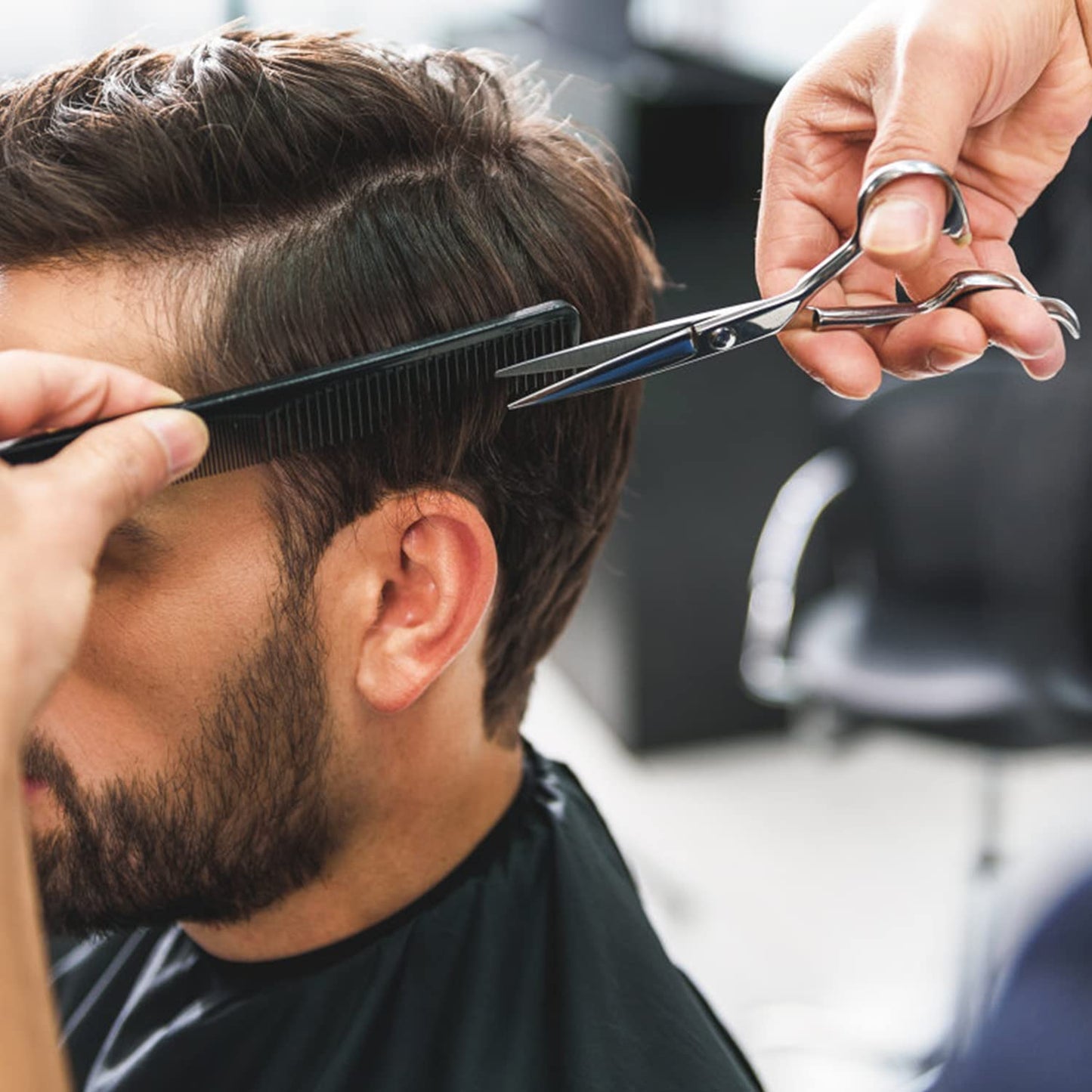 Hair Cutting Scissors Thinning Shears Kit, 6.5 inch Professional Haircut Scissors for Beard Trimming Shaping with Comb Case, Hairdressing Shears Set