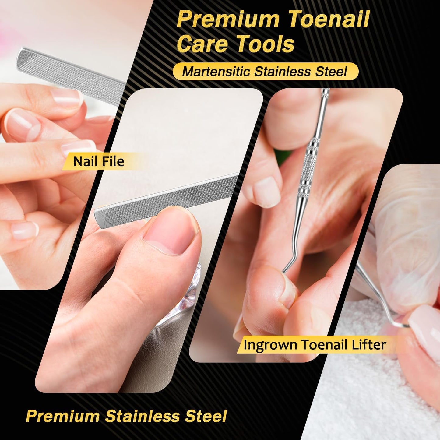 Toenail Clippers for Thick Toenails, Trimlyx Ingrown Toe Nail Clippers for Thick Nails for Seniors, Heavy Duty Nail Clippers for Men, Angled Head Large Toenail Clippers for Seniors 5Pcs