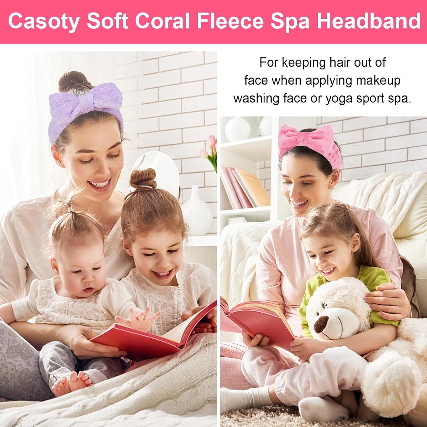Casoty 6 Pcs Spa Headband, Hair Band for Washing Face, Cheetah Makeup Headband, Skincare Headbands, Soft Fleece Hairband for Face Washing Yoga