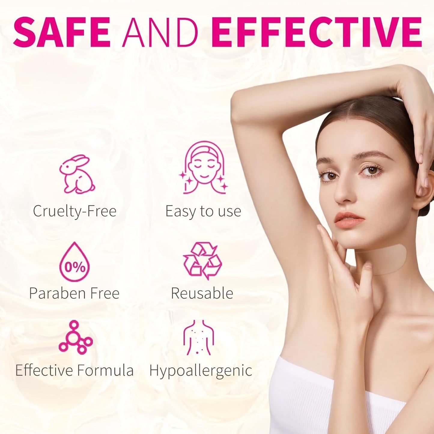 HUAFA 3PCS Silicone Neck Wrinkle Patches, Overnight Reusable Silicone Smoothing Pads, Reusable Anti-Aging Pads for Smoothing & Firming (1.5-Mo Supply)