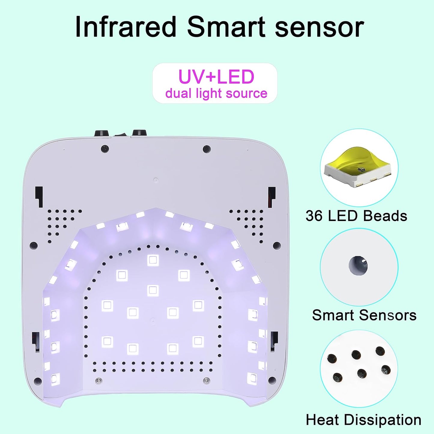 ๐๐ฉ๐ ๐ซ๐๐๐๐ 72W Cordless Led Nail Lamp, Rechargeable Nail Dryer, Portable Gel UV Led Nail Light with Metallic Reflector Base, Professional Gel Curing Lamp with 4 Timer Setting for Home and Salon