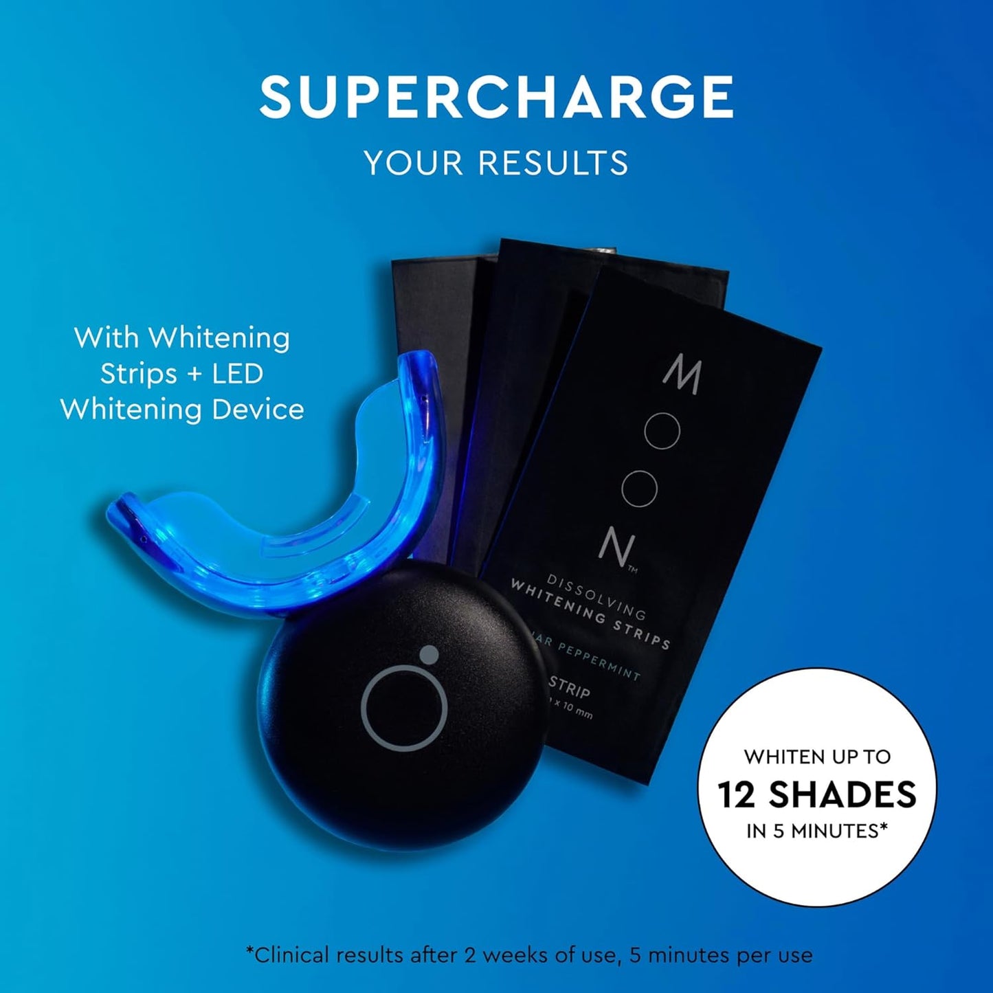 MOON Dissolving Teeth Whitening Strips - Vegan, Easy-to-Use, No Rinse White Strips - Hydrogen Peroxide and Essential Oils Infused Gentle Teeth Whitening Kit - Travel Essentials for Oral Care (14 Ct)