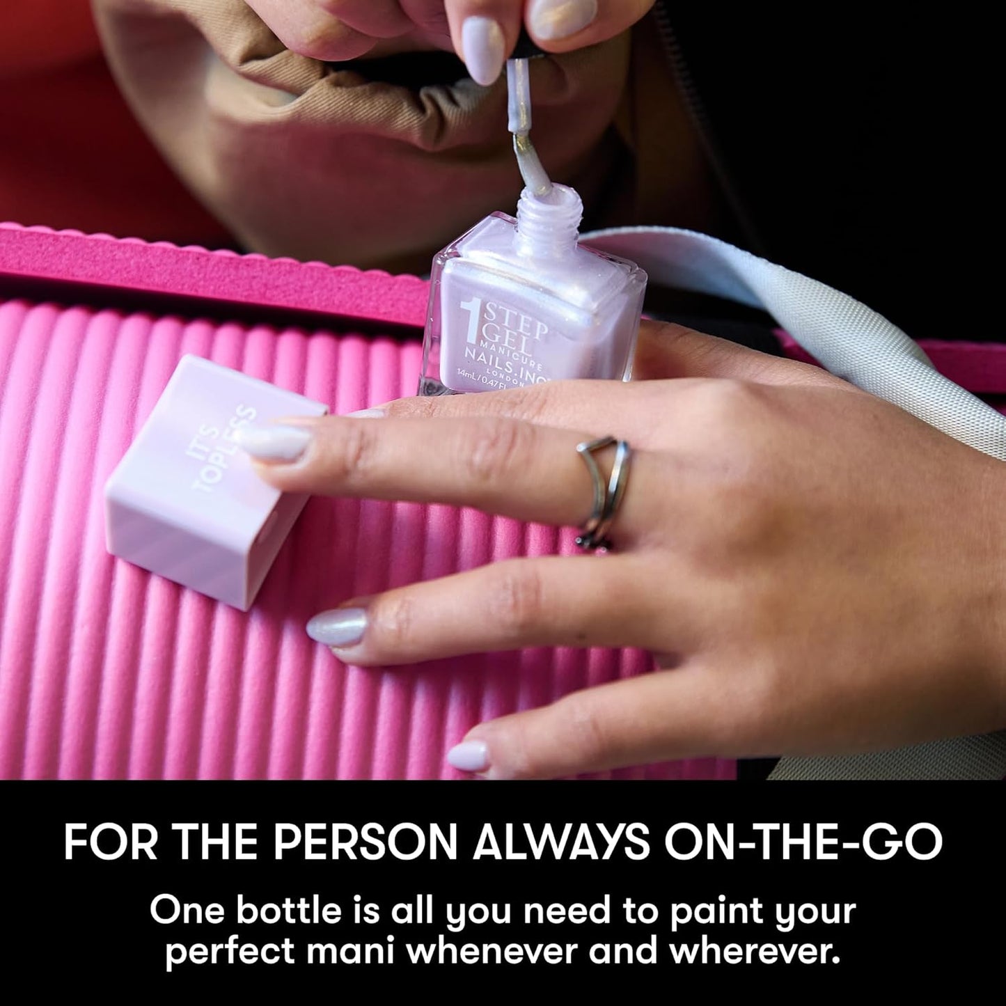 Nails Inc It's Topless Gel-Like Nail Polish, 4-in-1 Base Coat, Treatment, Color & Top Coat, Long Lasting, Strong, Chip Free Nails, Glossy Salon Quality Manicure, Air Dry Nail Polish, Sofia, 0.47 Fl Oz