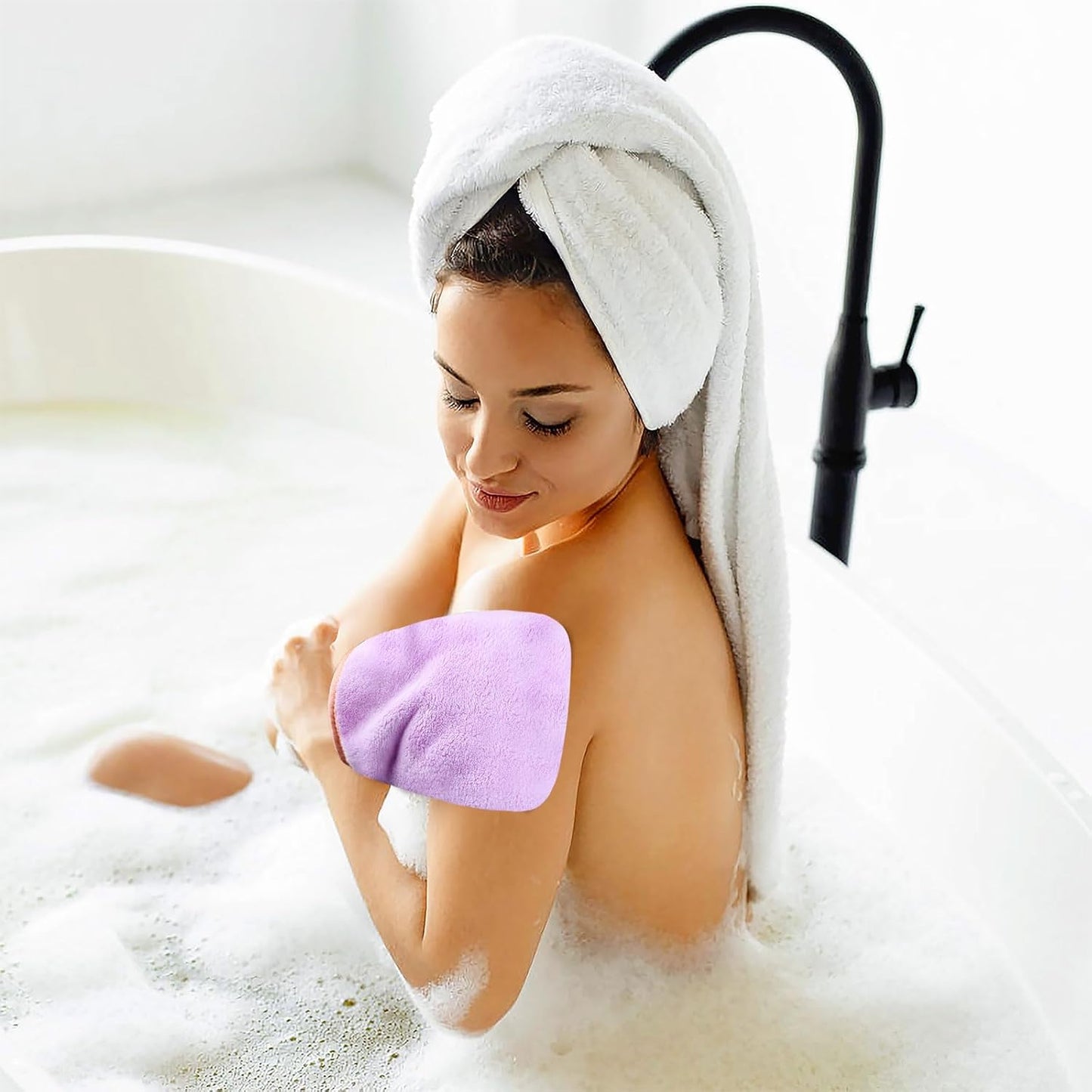 PHOGARY 6 Pack Microfiber Body Wash Mitts, 6×8 Inch Super Absorbent & Soft Face Mitten, Coral Fleece Body Cleansing Bath Spa Cloth, Reusable Makeup Remover Mitt Gloves, 6 Colors