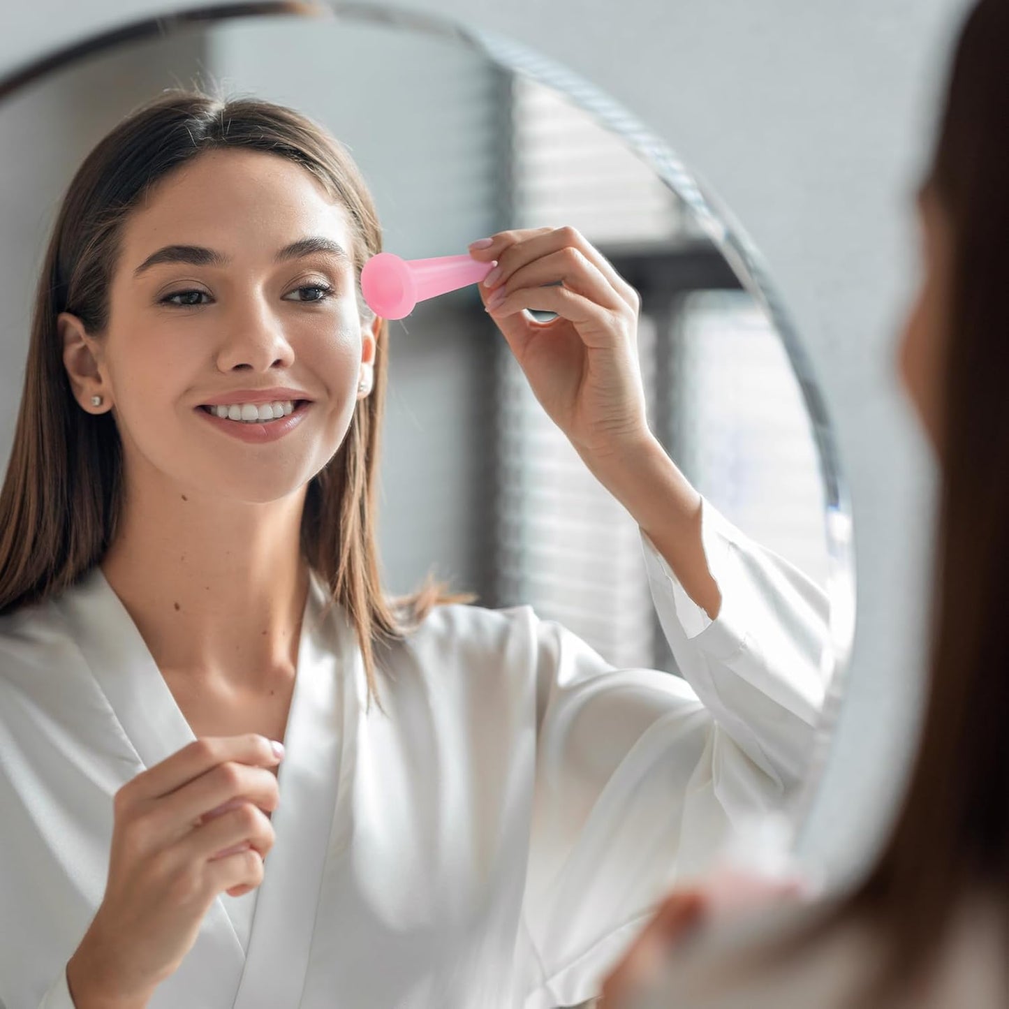 5 Pack Silicone Facial Cupping Set Vacuum Massage Cups Kit Pink Face Massager Helper Cup for Face Neck Back Eyes Skin Care