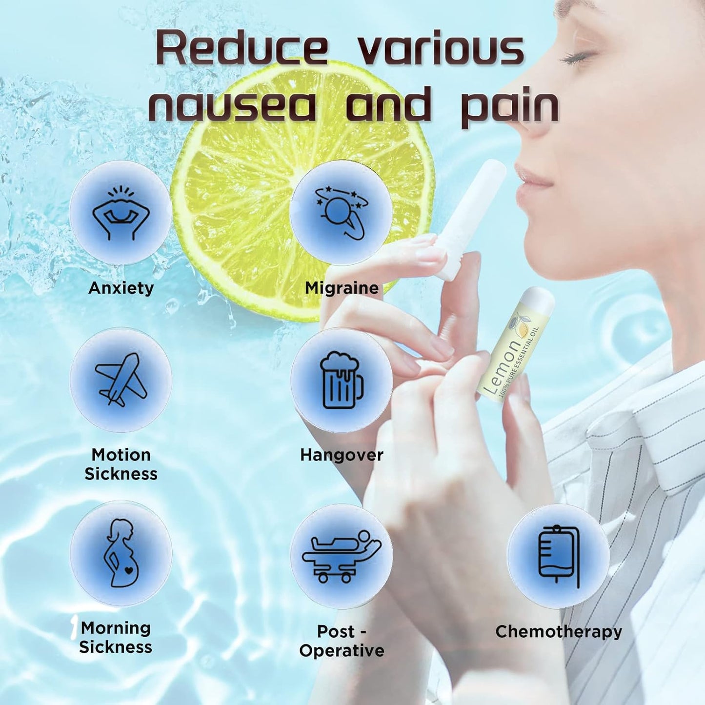 Hion Nausea Relief Inhaler-Lemon and Mint, 100% Natural Essential Oils Inhalers