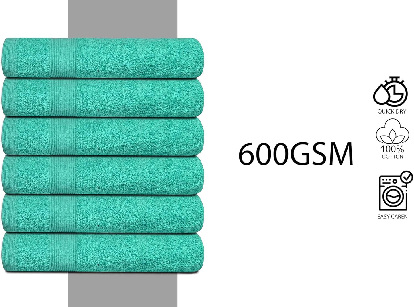Premium Hand Towels Pack of 6 (16" x 30”) 100% Combed Ring Spun Cotton | Highly Absorbent Hand Towels Set | Ultra Soft for Home, Gym & Spa (Turquoise)