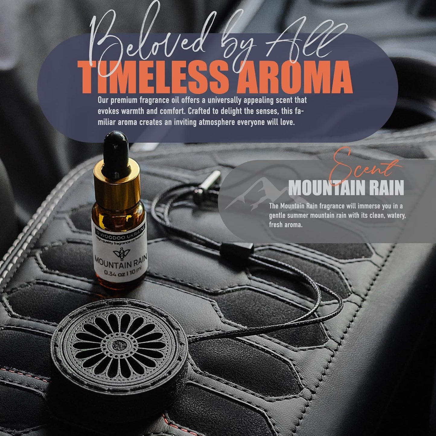 Wood Car Air Freshener — Handmade Air Freshener — Best Wheels Aromatherapy Fragrance Oil Diffuser in Wooden Gift Box — Ready To Gift Set with Mountain Rain Fragrance Oil - 10 ml