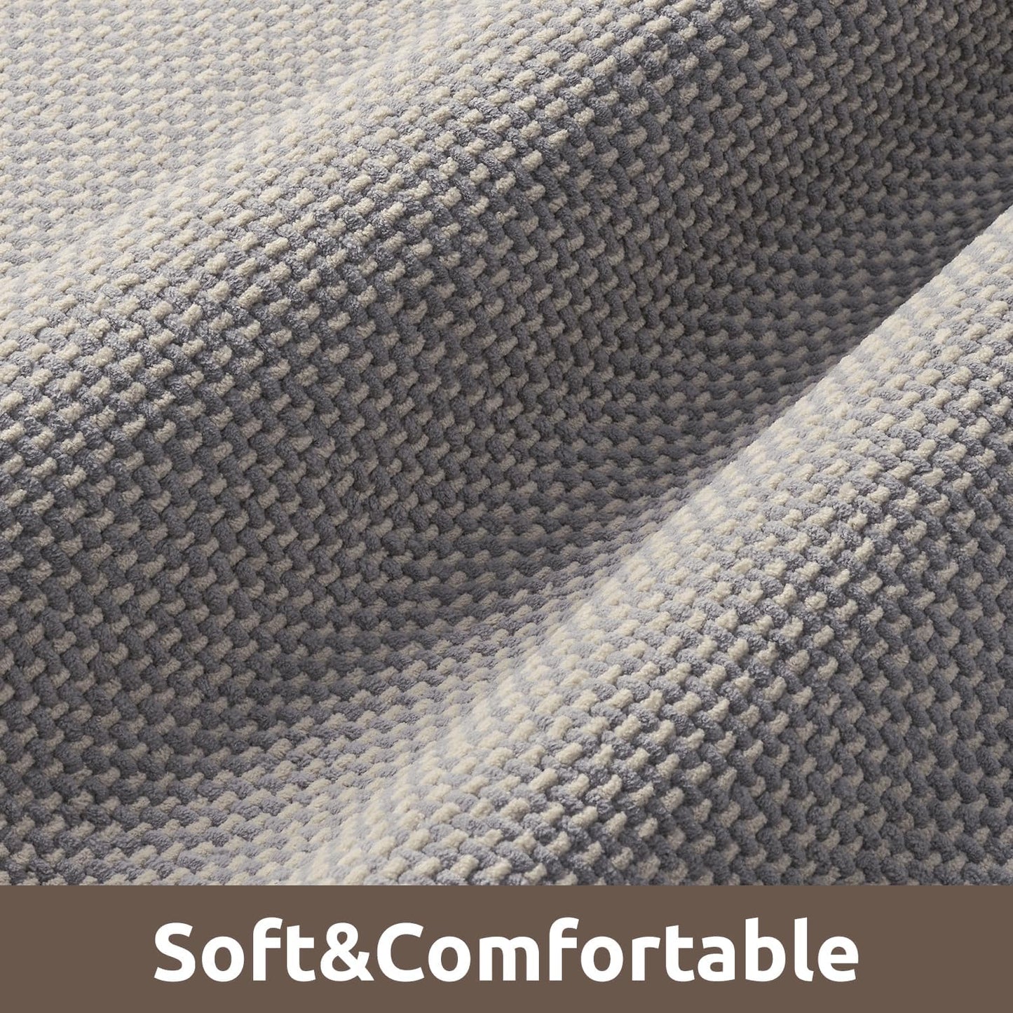 AMOAMI Chenille Bath Mat Super Absorbent Bathroom Mat Quick Dry Bath Mats for Bathroom Rubber Backed Bathroom Rugs Non Slip Washable Fit Under Door, Front of Bathtub, Sink, LIGHTGREY&Beige 24"x36"