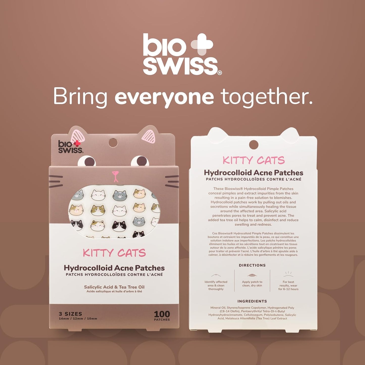 BioSwiss Pimple Patches, Kitty Cats Patch for Zits and Blemishes, Hydrocolloid Spot Stickers for Face and Skin, 100 Count