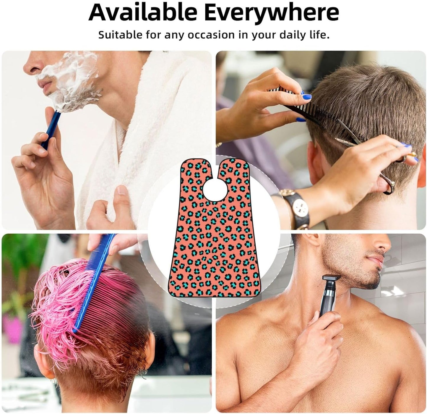 Professional Beard Bib, Non-Stick Hair Catcher Apron Waterproof, Shaving Grooming Essential for Men Dad, Funny Leopard Print Shave Bib