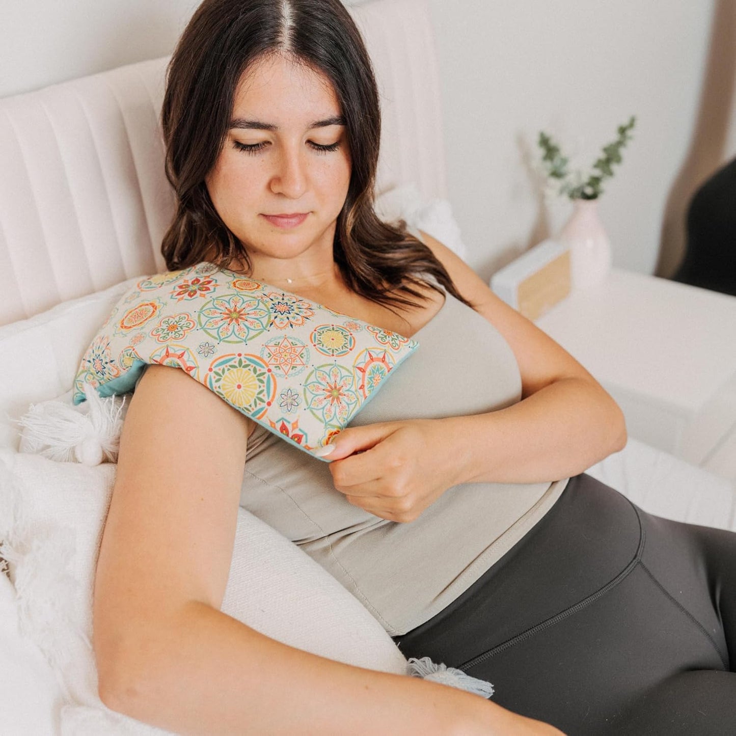 Large Microwave Heating Pad with Flax Seed, Scented or Unscented, Good For Back Pain or Cramps, Moist Heat Therapy or Ice Pack, Microwavable Bean Bag, 6" x 12" (Pink Floral, Lavender)