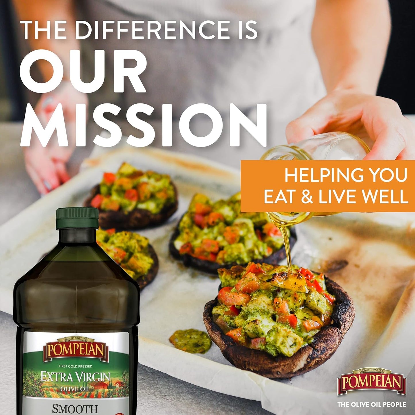 Pompeian Smooth Extra Virgin Olive Oil, Contains Polyphenols, First Cold Pressed, 101 Fl Oz