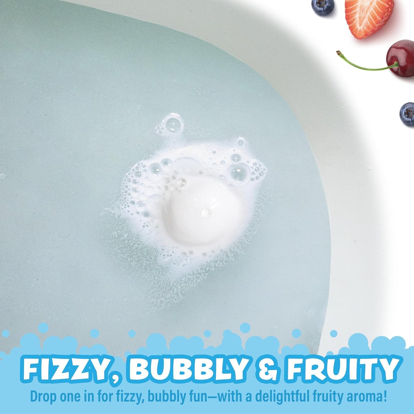 Tub Works® Fruity Fizzers™ Bubbling Bath Bombs for Kids, Variety 12 Pack | Dye-Free & Naturally-Derived | Gentle Kids Bath Bombs for Fizzy, Fruity, Bubbly Fun | Toddler BathBombs with Fruit Extracts