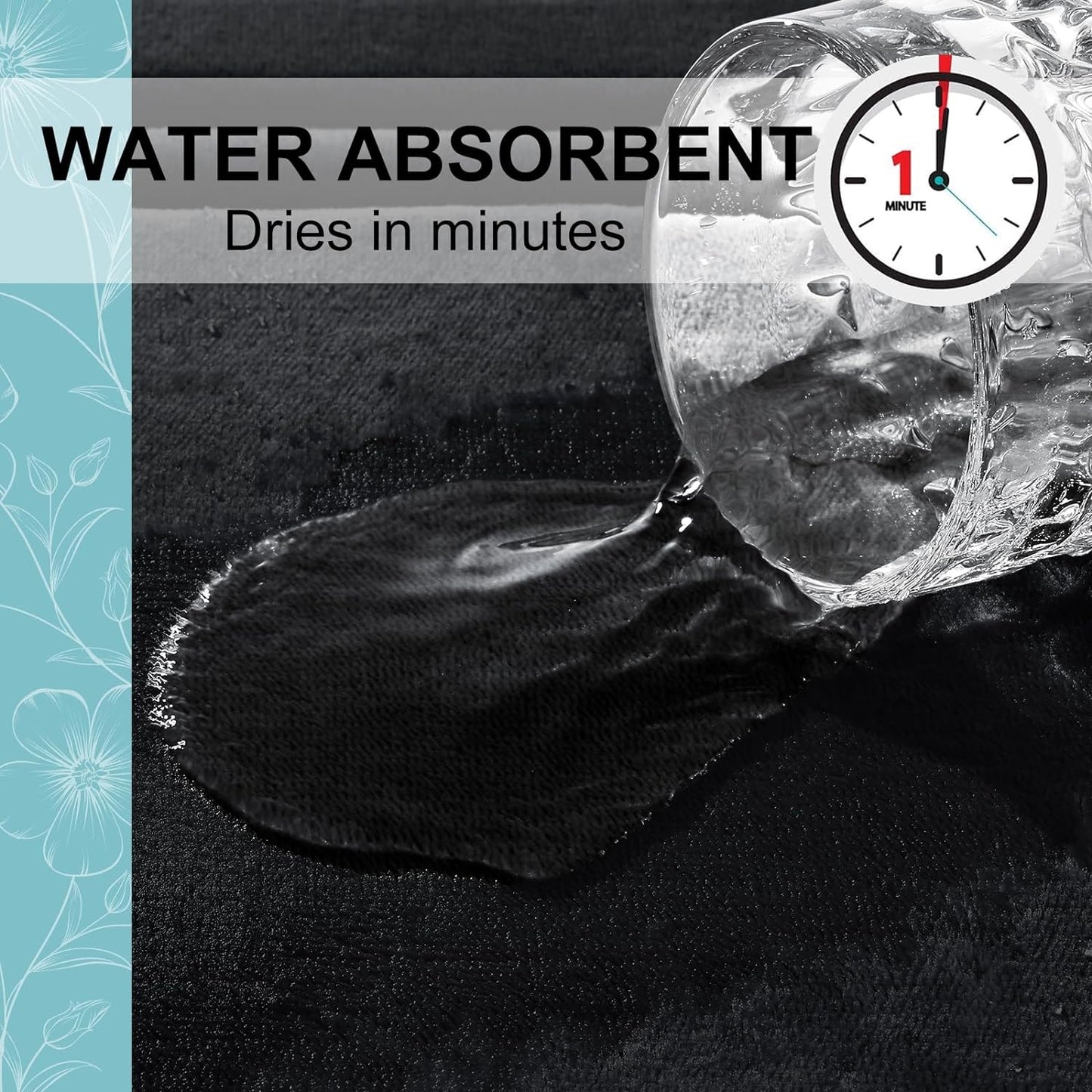 Grandaily Memory Foam Bath Mat Rug 30x20, Ultra Soft, Non-Slip and Absorbent Bathroom Rugs, Machine Wash Dry, Comfortable Bath Carpet for Bathroom Floor, Tub and Shower, Black