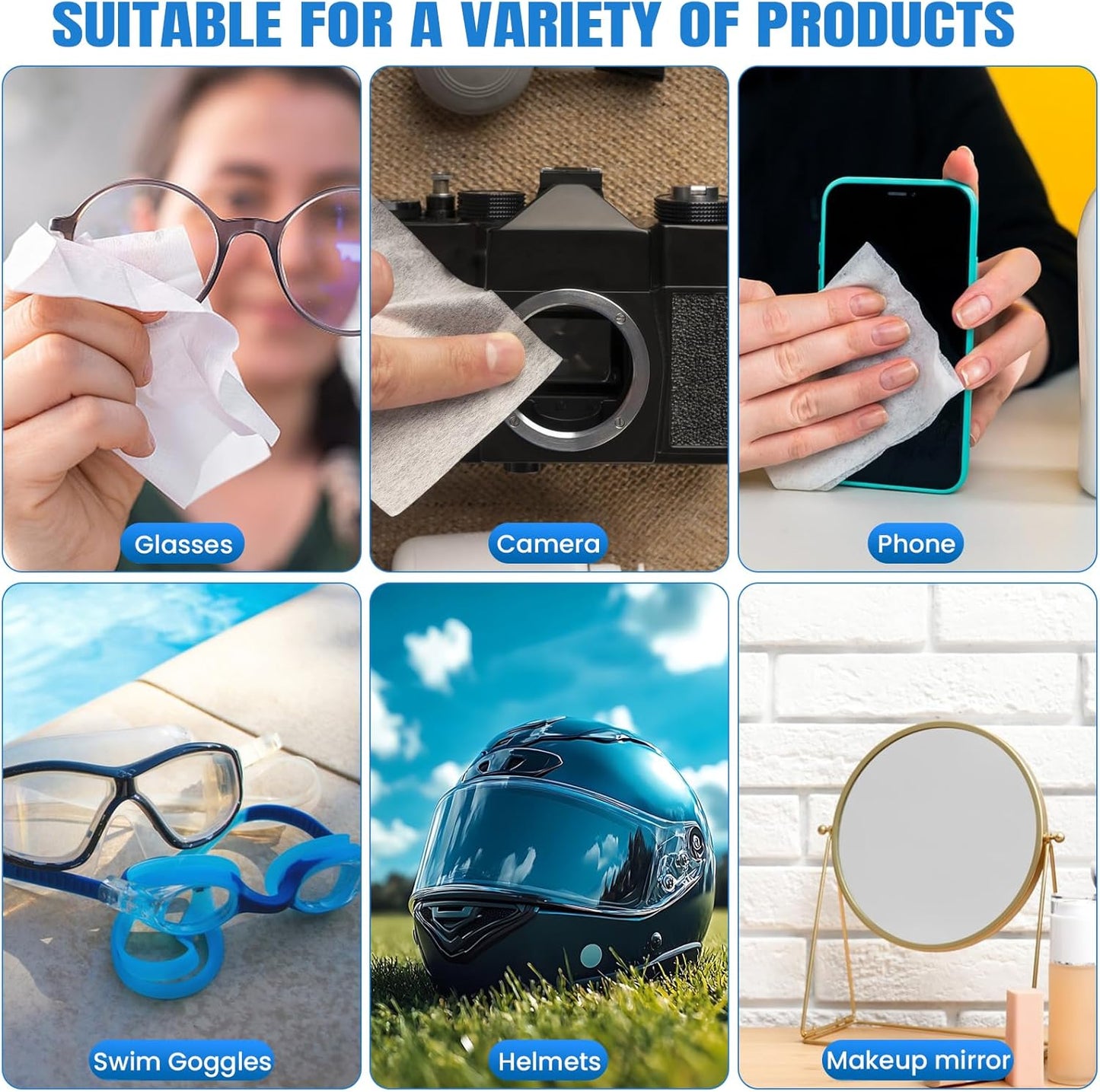 VOISEN Lens Wipes for Eyeglasses,450 Pack Eye Glasses Cleaner Wipes,Pre-Moistened Individually Wrapped Lens Wipes,Non-Scratching Non-Streaking,Safe for Eyeglasses, Goggles, Camera Lens, Phone