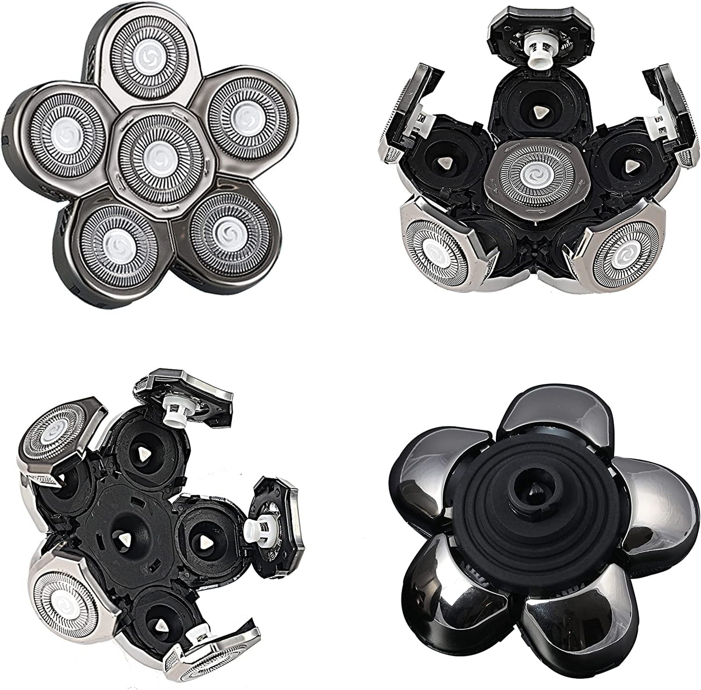 6 Blades Shaver Replacement Heads Electric Razor Blade Replacement Blades for Bald Men Shaver Replacement Blade with Blade Cover (Silver)