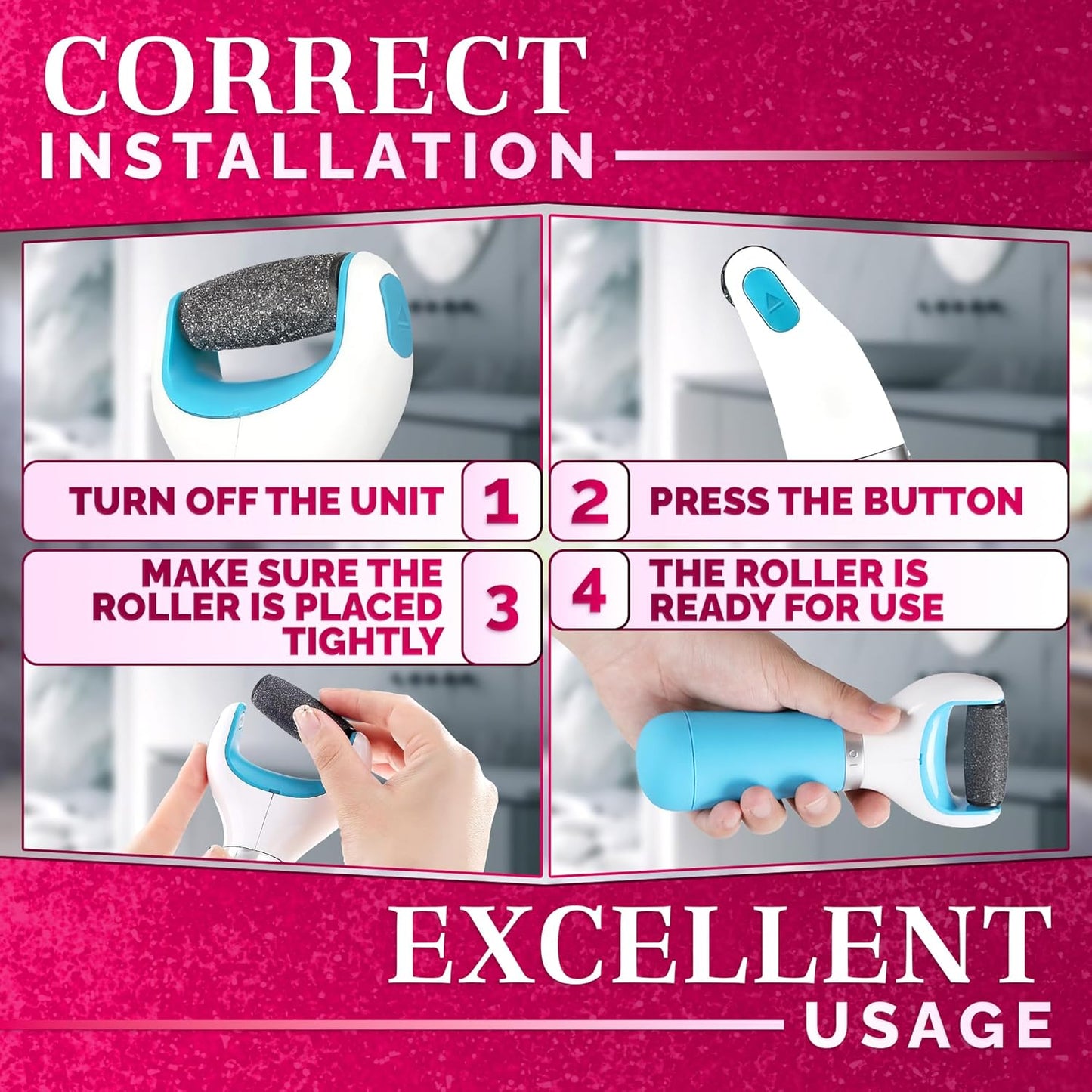 11 Pcs Replacement Rollers for Electric Foot Callus Remover Tool - 7 Extra Coarse & 4 Regular Coarse Refill Heads (1.92 x 0.77 Inches), Micro-Diamond Crystals - Compatible with Amope Pedi Perfect Pro