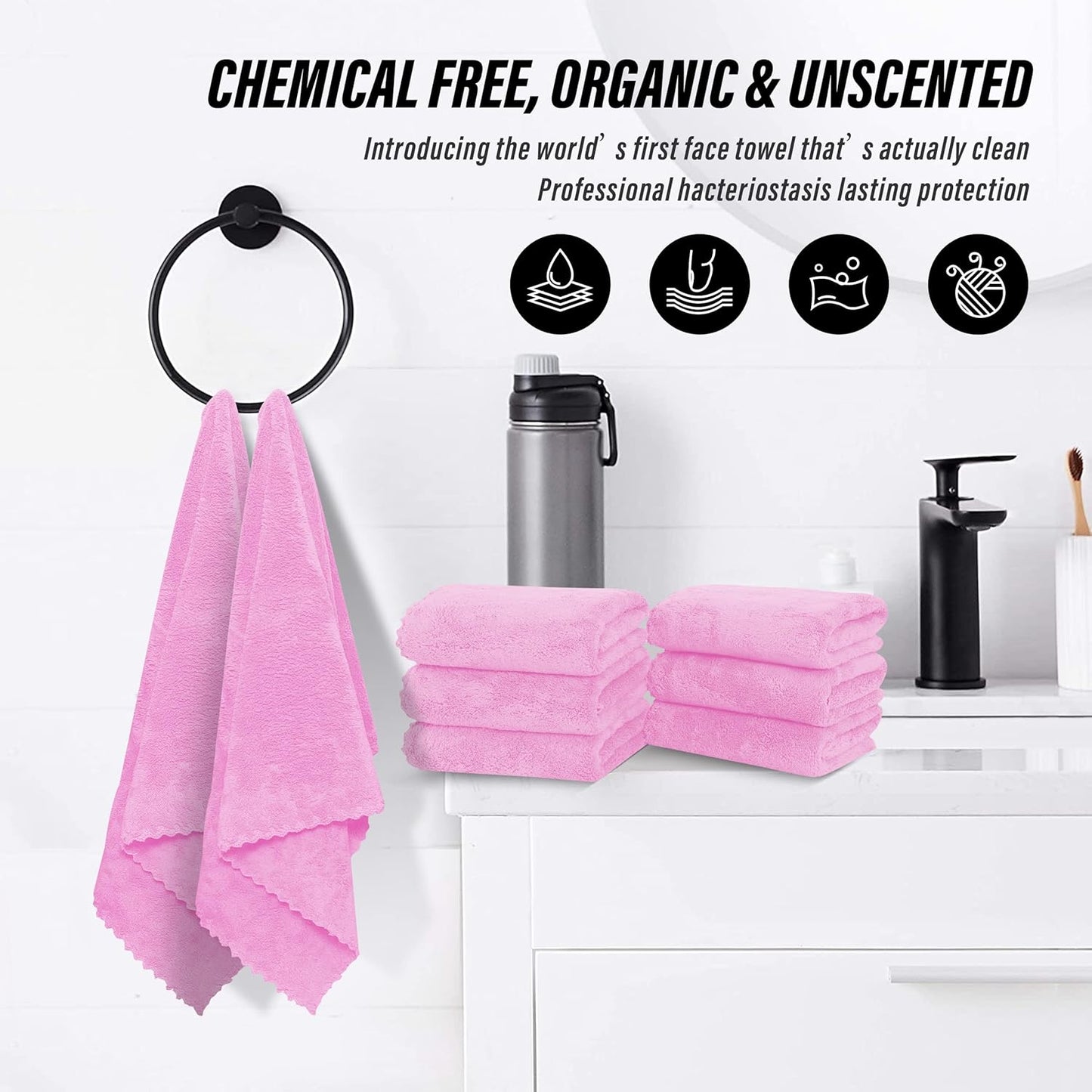 MOONQUEEN 18 Pack Premium Hand Towels - Quick Drying - Microfiber Coral Velvet Highly Absorbent Towels - Multipurpose Use as Hotel, Bathroom, Shower, Spa, Hand Towel 16 x 28 inches (Frozen Berry)