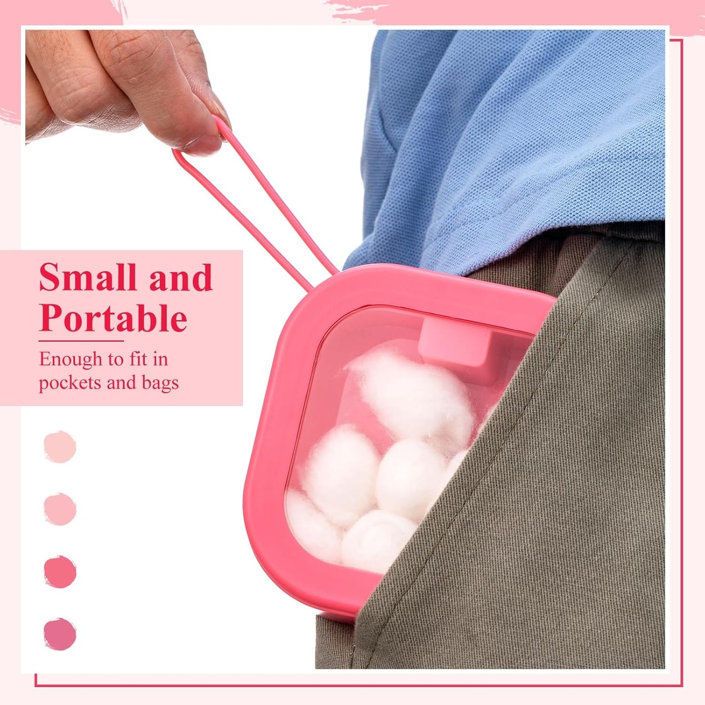 Kathfly 4 Pcs Pink Color Hair Tie Organizer Portable Hair Accessory Storage Containers Stackable Tie Bobby Pin Holder Home Cotton Swab Dispenser Accessories Jewelry Organizer Box