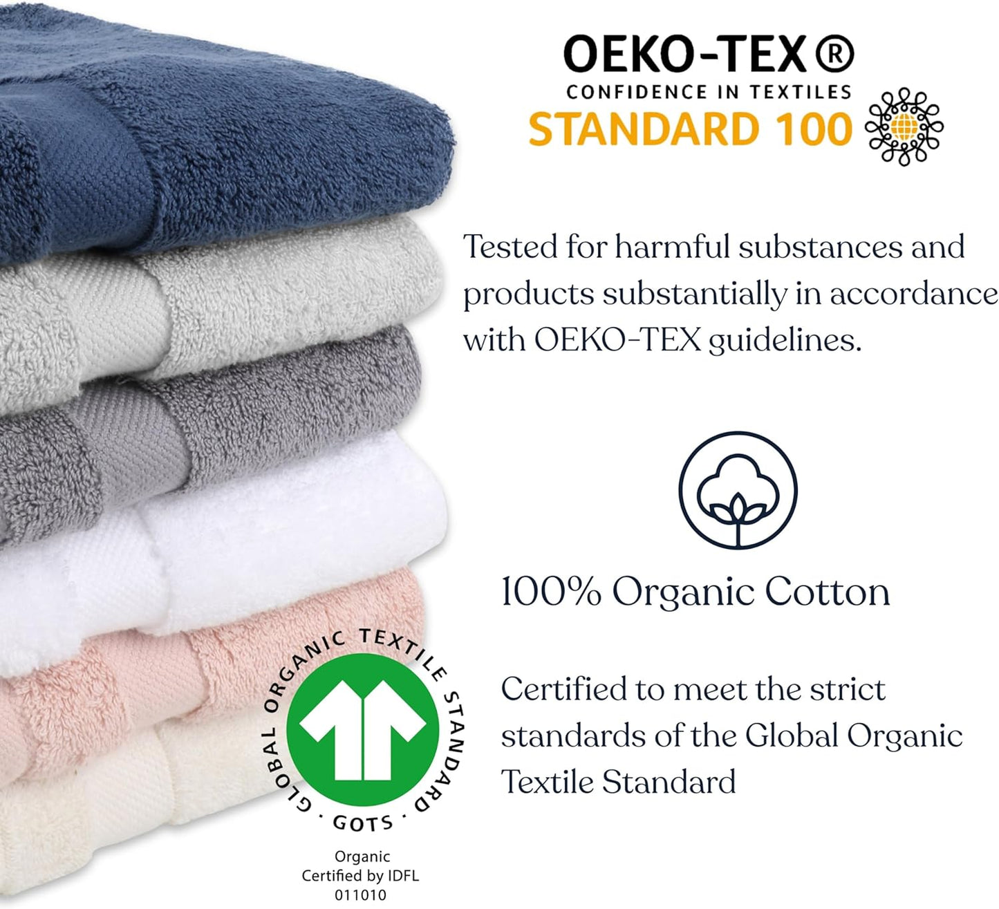 Delara Organic Cotton Luxuriously Plush Hand Towel Pack of 2 | GOTS & OEKO-TEX Certified | Premium Hotel Quality Towels | Feather Touch Technology|650 GSM Long Staple|Soft, Quick Dry & Ultra-Absorbent