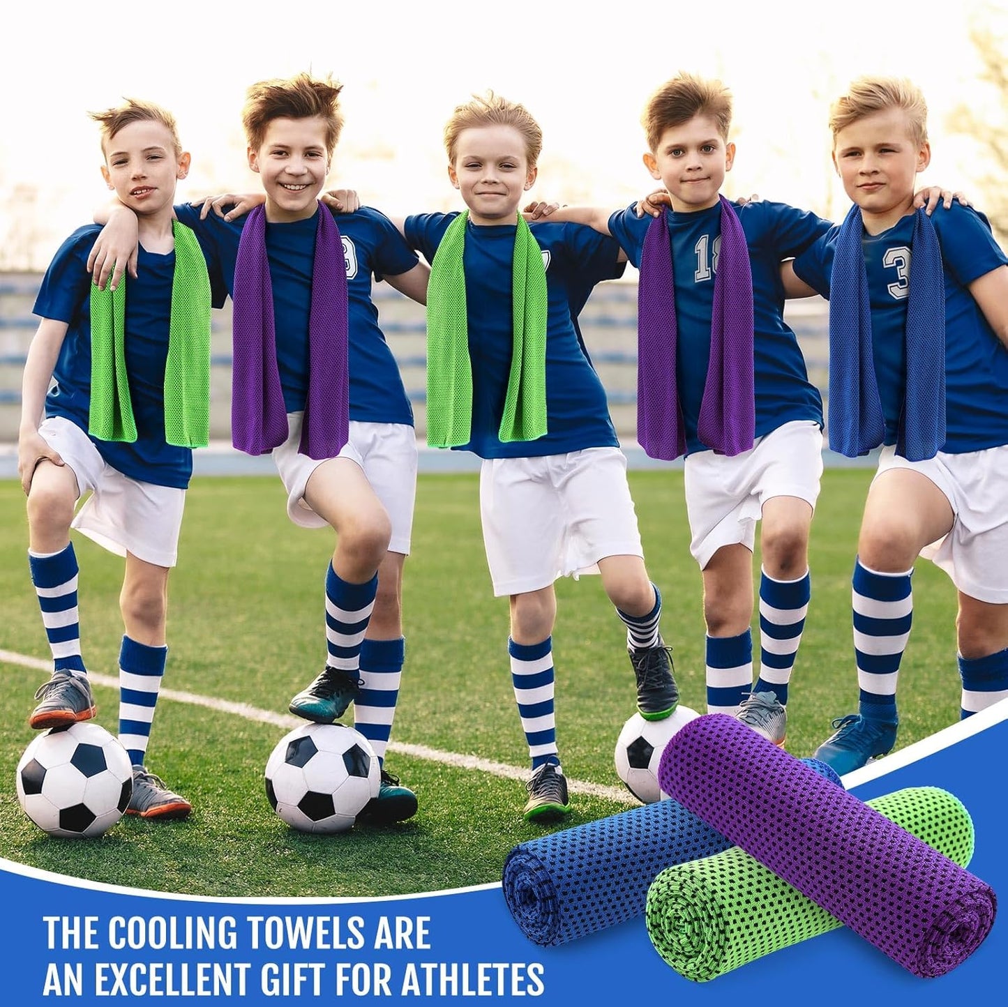 Hosuly 30 Pack Cooling Towels, 40"x12" Ice Breathable Soft Chilly Sweat Rag Microfiber Workout Rags for Gym Cooling Towels for Neck and Face for Yoga Golf Sport Running