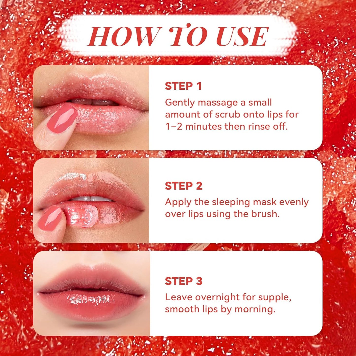 ANAI RUI Cherry Lip Scrub & Lip Mask Set, Vitamin E, Hyaluronic Acid & Shea Butter, Lip Scrubber Exfoliator,Hydrating Lip Mask Overnight, Sugar Scrub for Dry Chapped Lips, Stocking Stuffers for Women