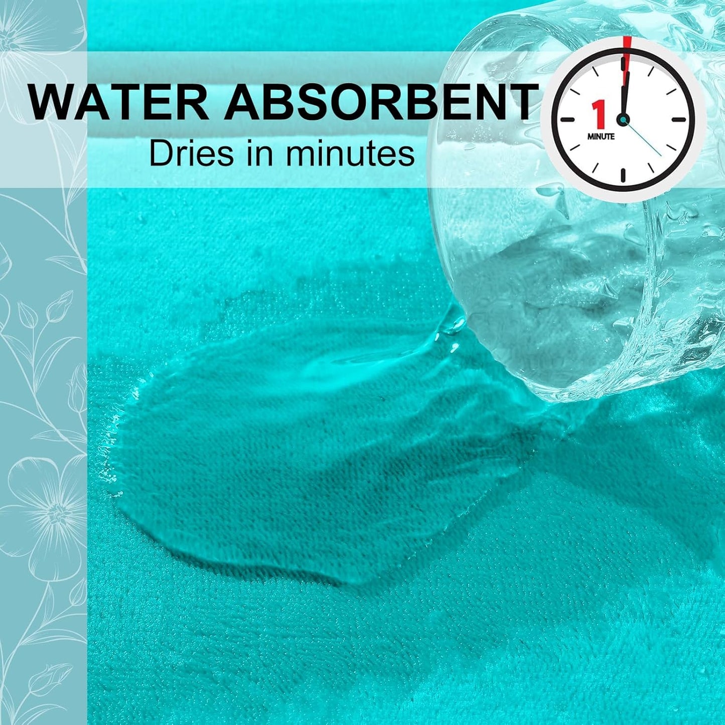 Grandaily Memory Foam Bath Mat Rug 24x16, Ultra Soft, Non-Slip and Absorbent Bathroom Rugs, Machine Wash Dry, Comfortable Bath Carpet for Bathroom Floor, Tub and Shower, Teal