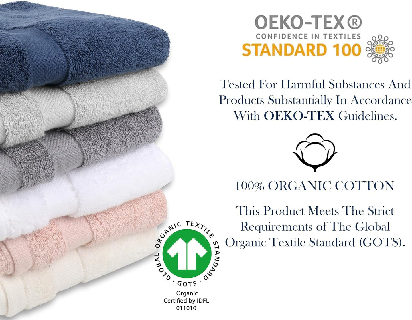 Delara Organic Cotton Luxuriously Plush Bath Towel Pack of 4 | GOTS & OEKO-TEX Certified | Premium Hotel Quality Towels | Feather Touch Technology|650 GSM Long Staple|Soft, Quick Dry & Ultra-Absorbent