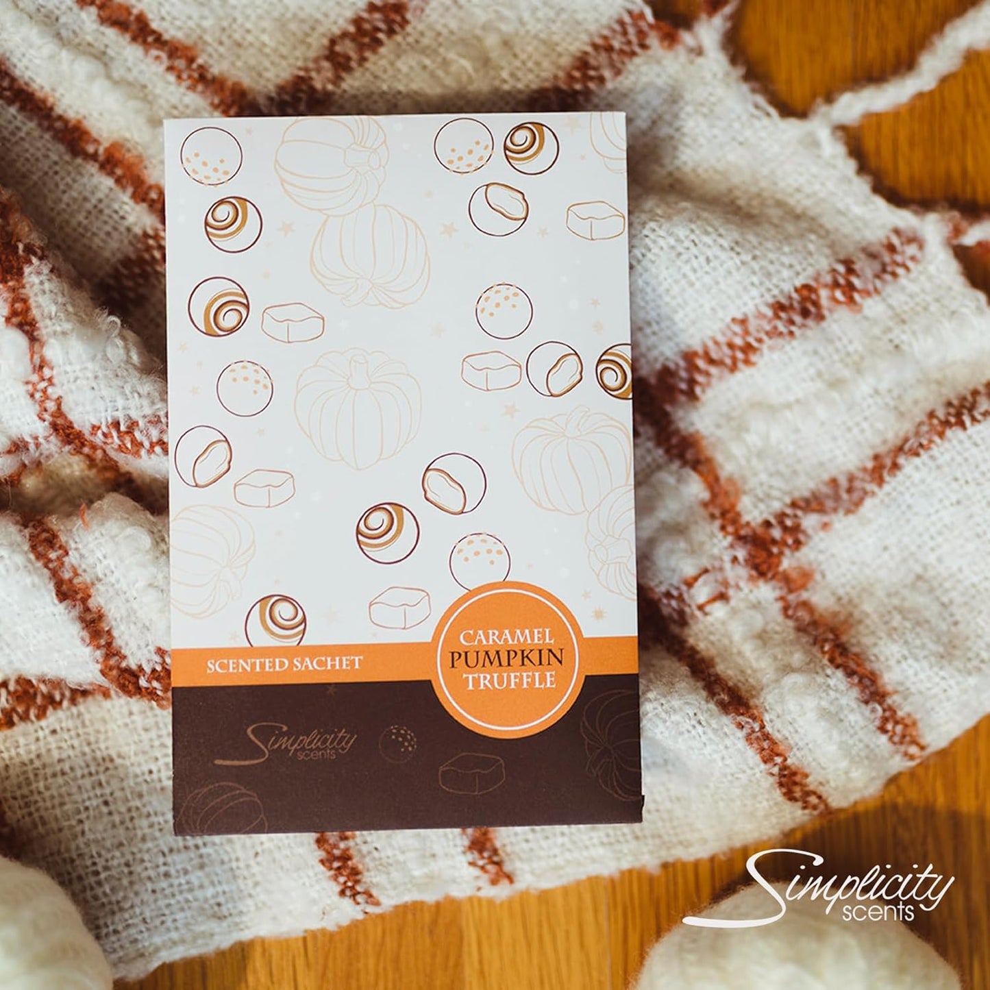 Floral Simplicity Caramel Pumpkin Truffle Scented Sachets Pack of 3, Fall & Winter - Long-Lasting Scented Bags, Home Fragrance, Air Freshener & Deodorizer for Closet, Room, or Cars, Made in USA