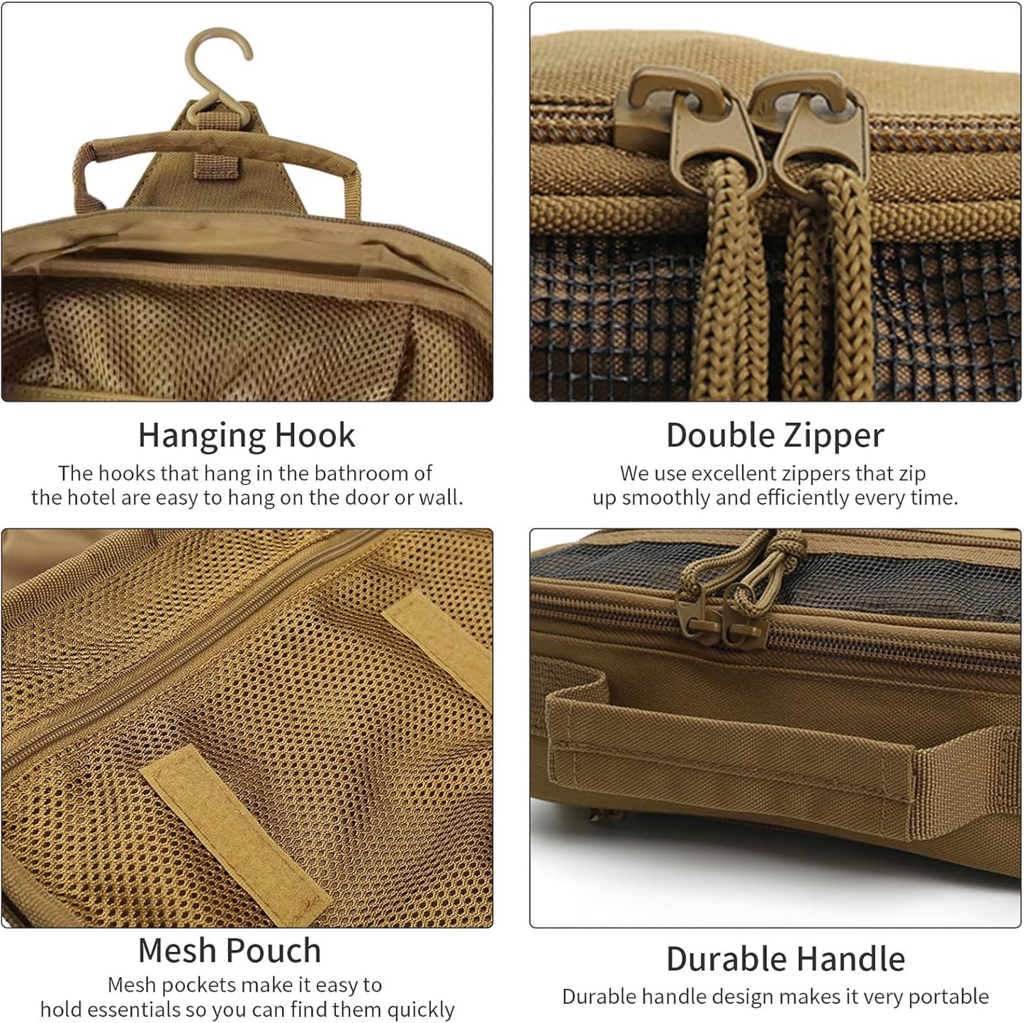 SMONT Toiletry Bag for Men Travel Toiletry Organizer Dopp Kit Travel Organizer Toiletries Tactical Bag Shaving Hygiene Bag Bathroom Hanging Men's Toiletry Bag for Short Trips Brown