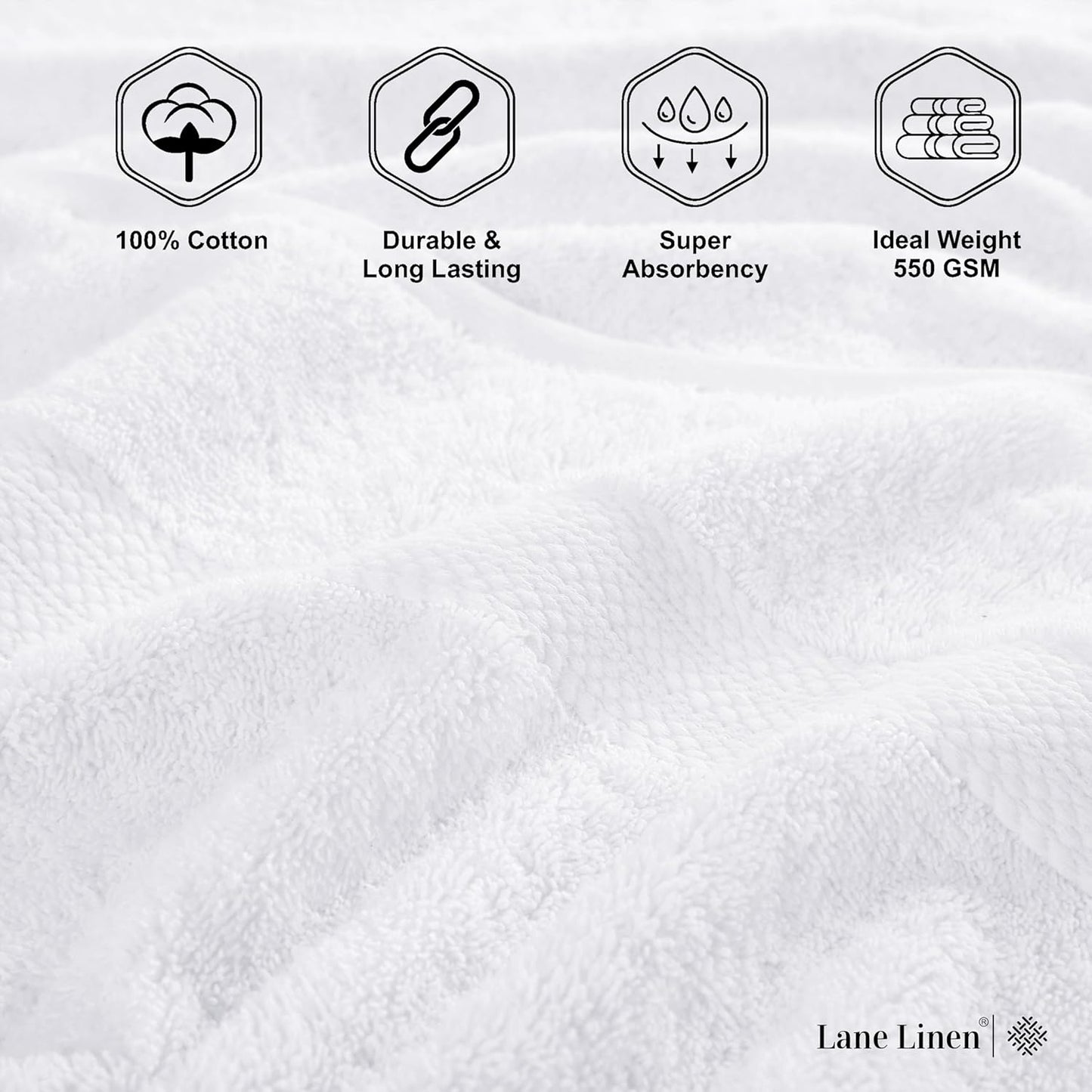 LANE LINEN 100% Cotton 4 Pack Bath Towels (28"x54") - Ring Spun Cotton - Large Towels for Bathroom - Quick Drying, Highly Soft & Absorbent Shower Towel Set - Hotel & Spa Quality - White Towel Set