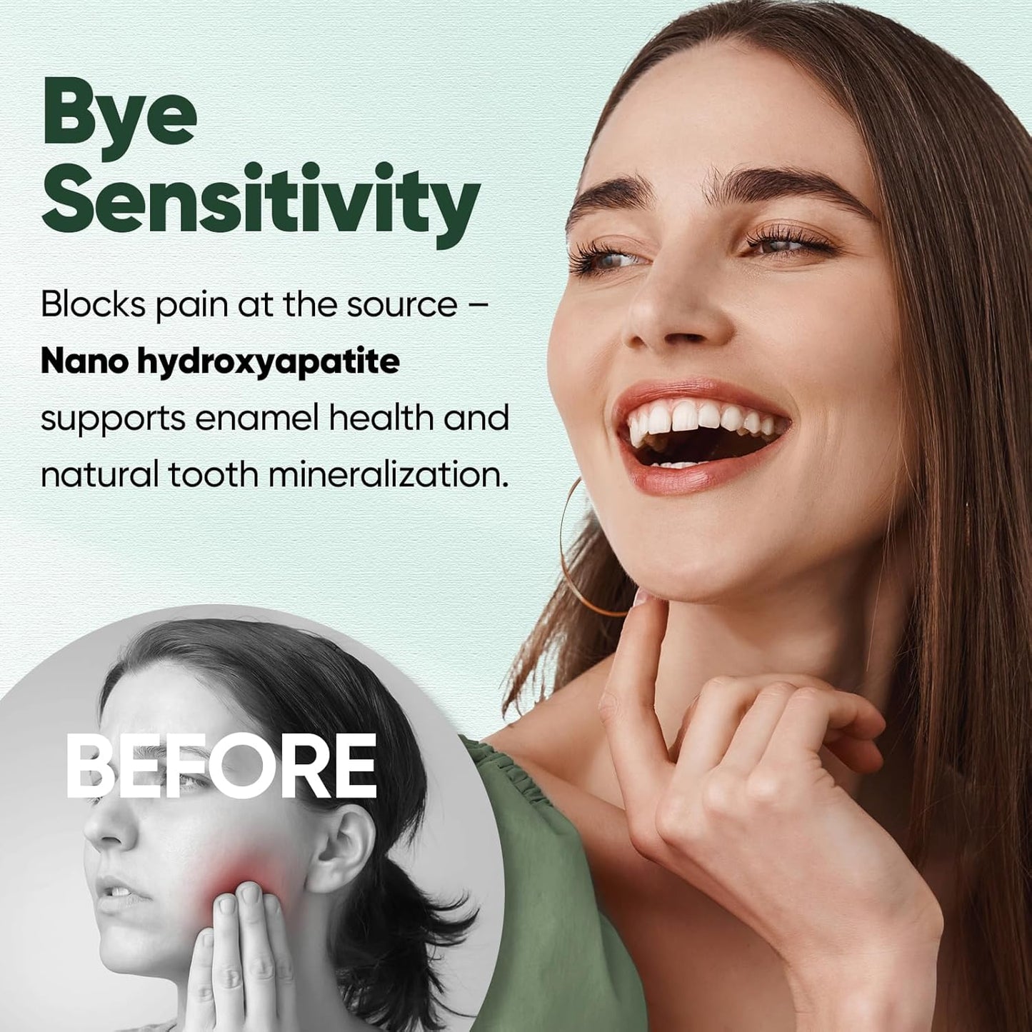 MySmile Fluoride Free Nano Hydroxyapatite Toothpaste for Sensitive Teeth, Strengthens Enamel, Remineralizes & Whitens Teeth, Freshens Breath for Adults, SLS Free, Natural Misty Mint, 4.2 oz, 2 Pack