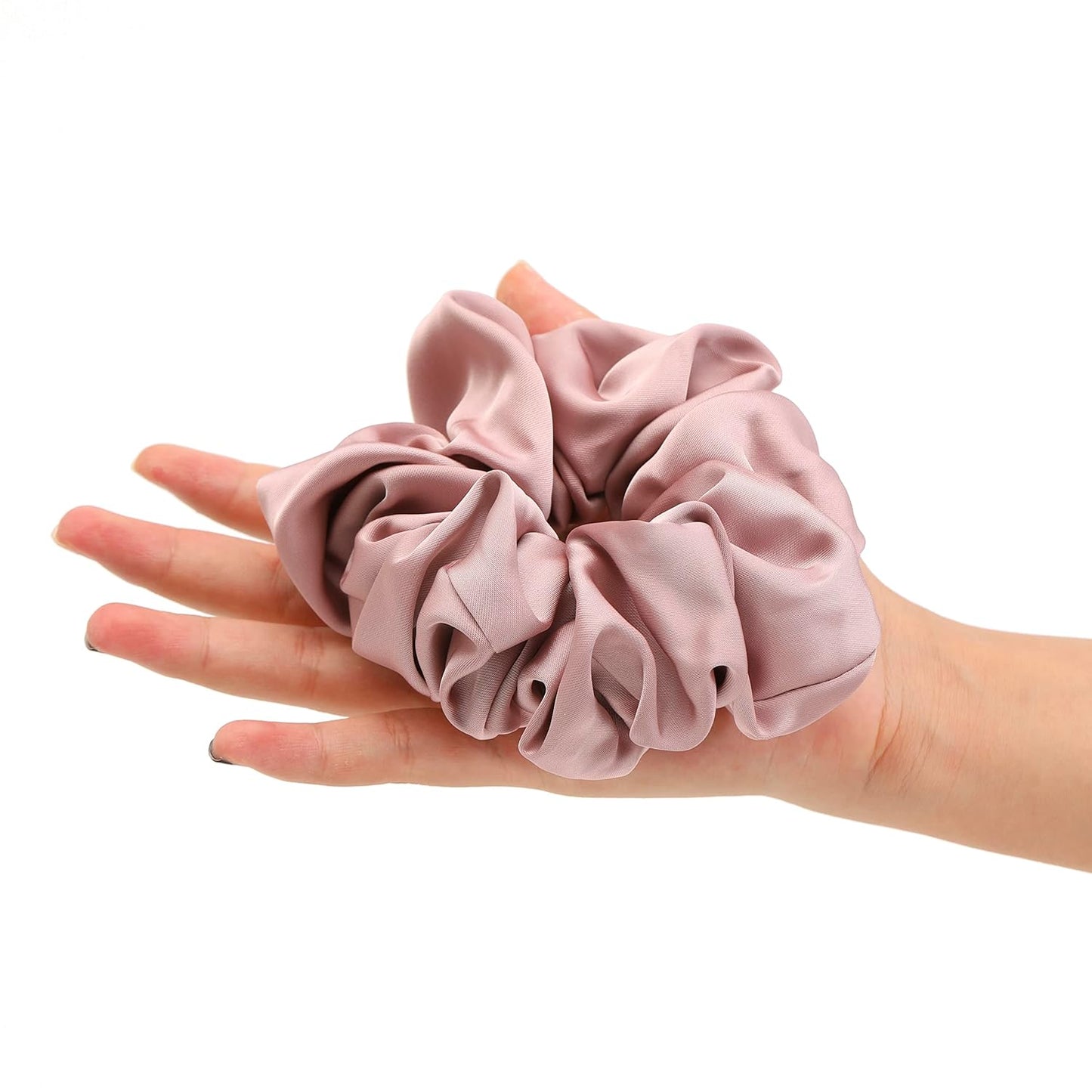 Large Satin Silk Scrunchies for Women,Scrunchie for Thick Hair Girl Hair Ties Ponytail Holders Jumbo Scrunchies(Black Navy-Blue Red Rose-Red) 4PCS