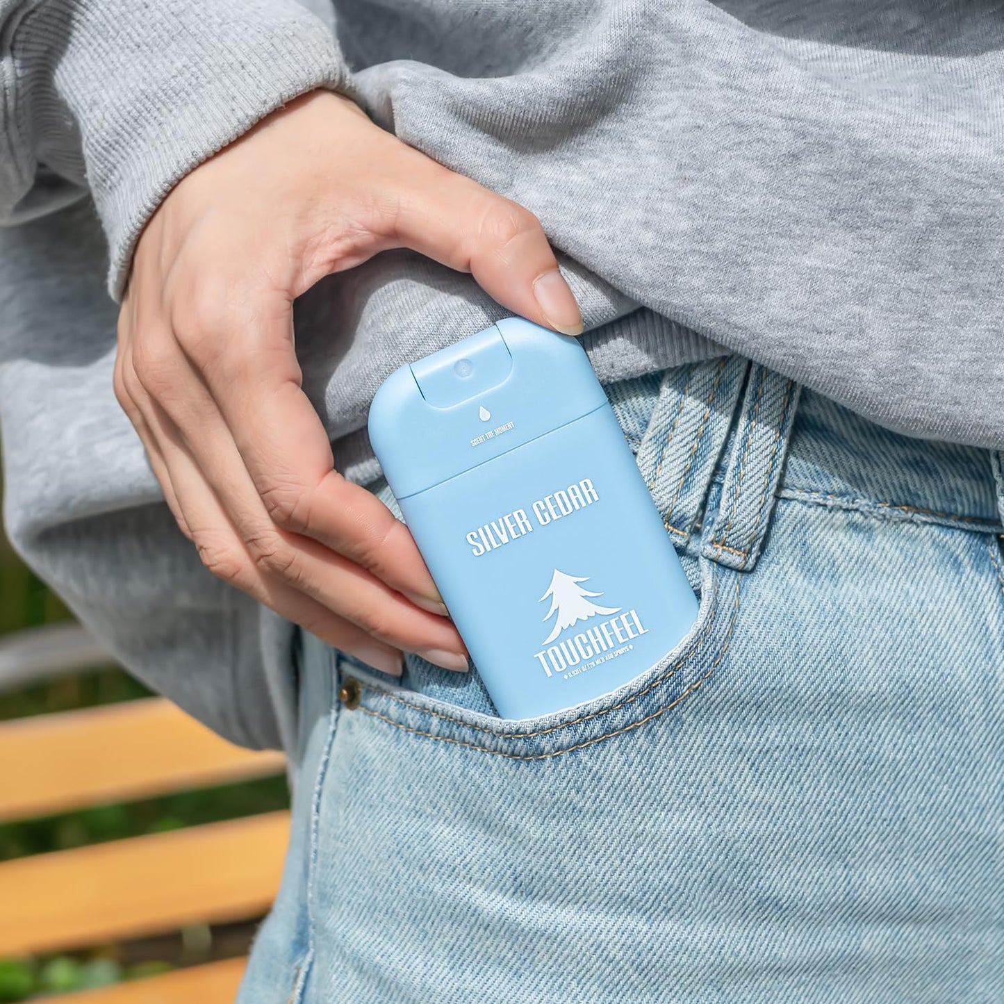 Spray Hand Sanitizer Travel Size Scented - Refillable Hydrating Hand Sanitizers Portable Design Travel Essentials (Silver Cedar) 0.93Fl Oz