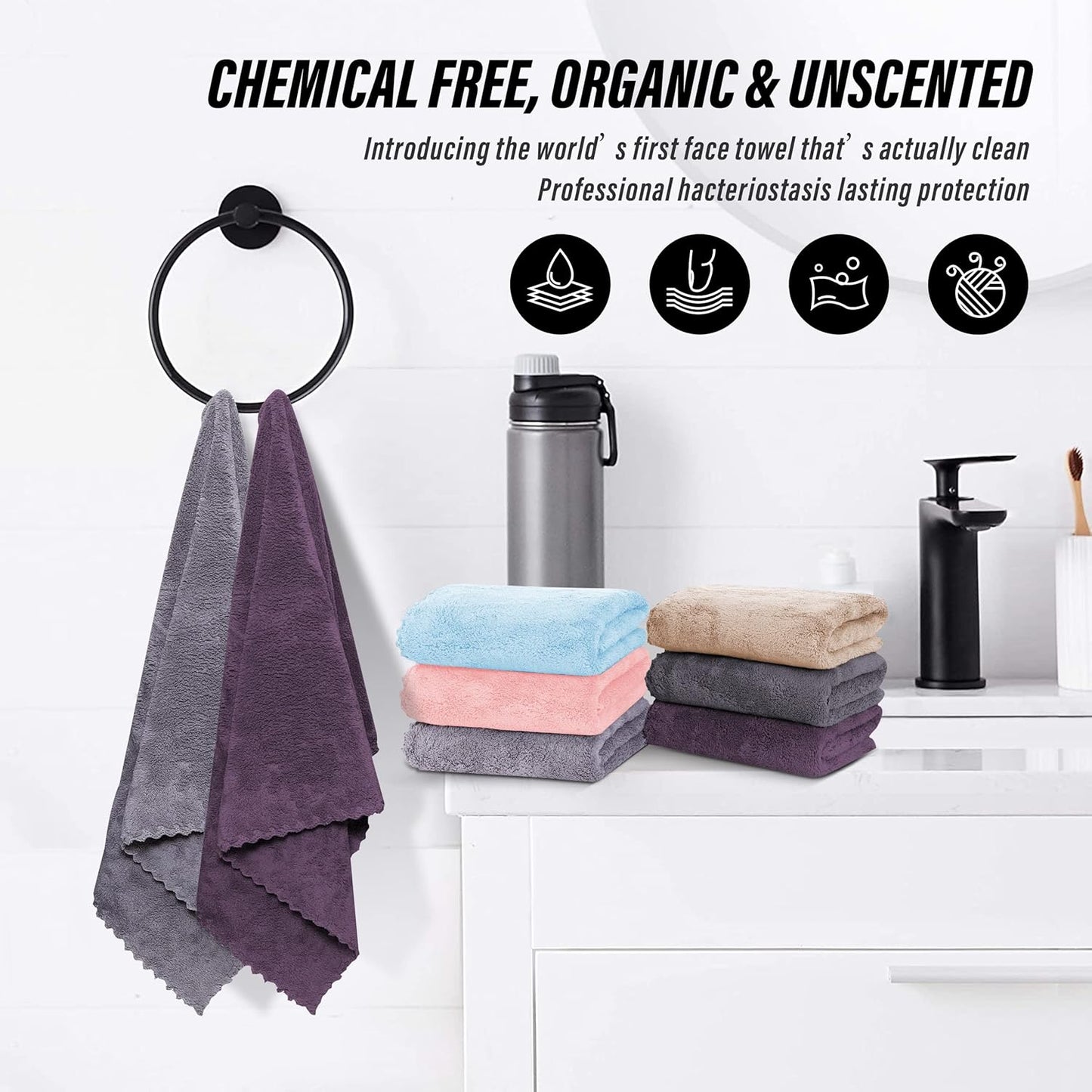 MOONQUEEN 18 Pack Premium Hand Towels - Quick Drying - Microfiber Coral Velvet Highly Absorbent Towels - Multipurpose Use as Hotel, Bathroom, Shower, Spa, Hand Towel 16 x 28 inches (Multicolor)