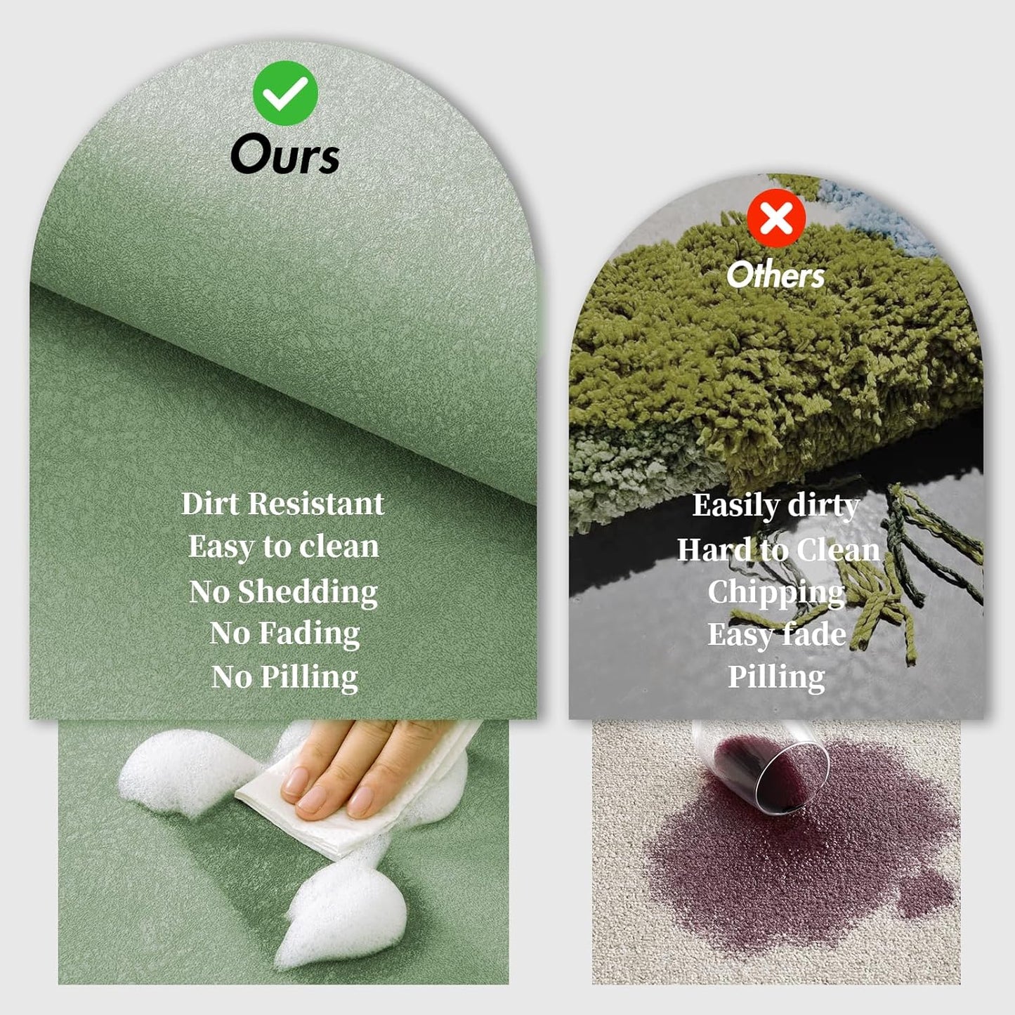 Sage Green Bathroom Mat Rugs 15.7" x 23.6" Super Absorbent Quick Drying Diatomaceous Earth Bath Mats for Bathroom Non Slip Rubber Backed Thin Bathroom Rugs Floor Mat, Machine Washable