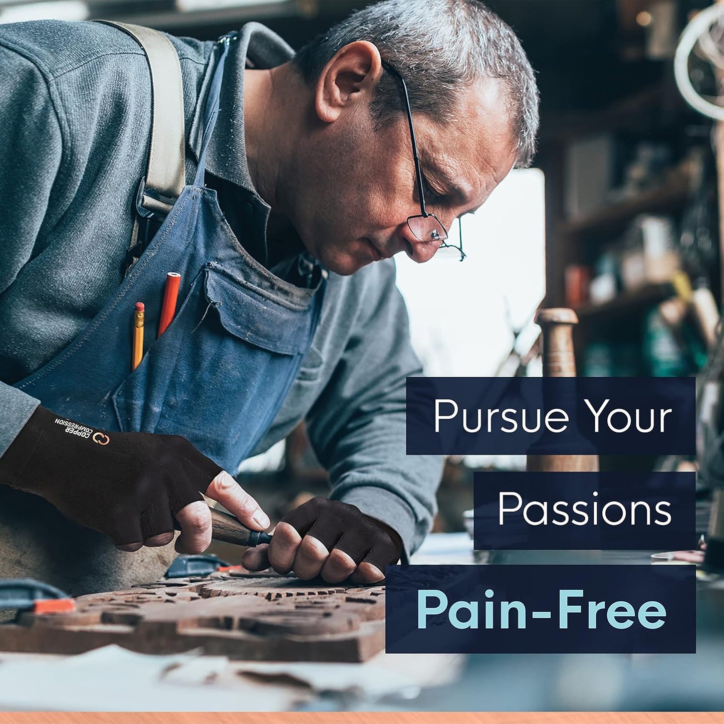 Copper Compression Arthritis Gloves | Fingerless Arthritis Carpal Tunnel Pain Relief for Men & Women | Hand Support Wrist Brace for Neuropathy, Rheumatoid, Tendonitis, Swelling, Crocheting Nude (M)