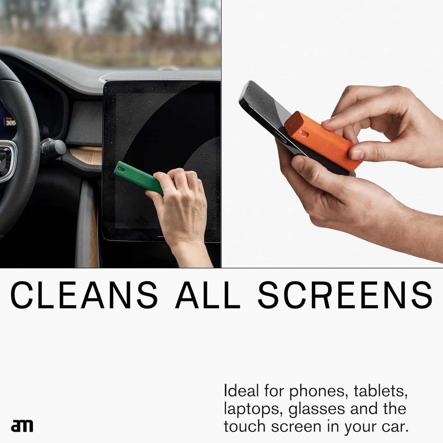 am Screen Cleaner with 7 oz Refill β Alcohol-Free Spray & Microfiber Cloth for iPhone 15 & 14, iPads, Tablets, Laptops, Phones, Smart TVs, Car Displays β Streak-Free, Non-Toxic, Eco-Friendly, Gray