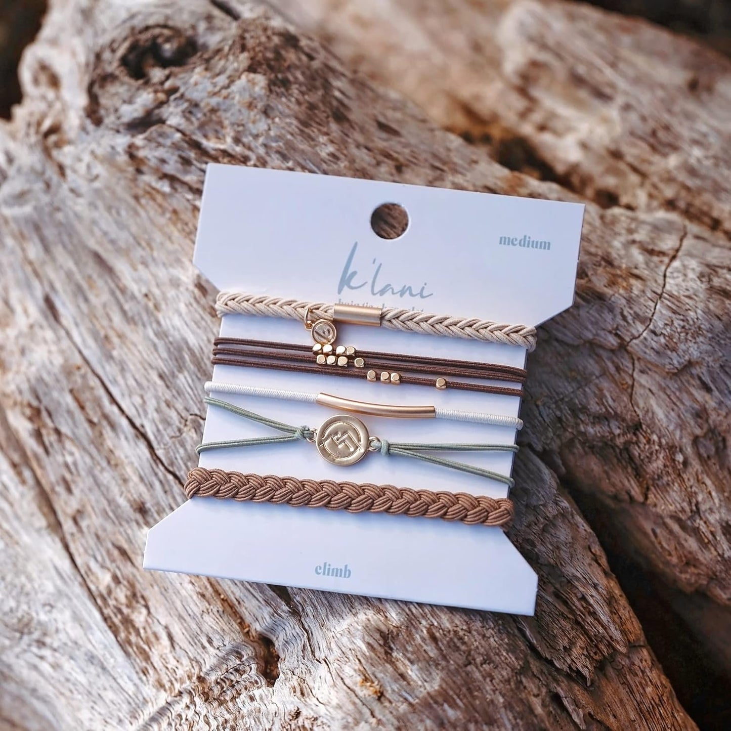 K'lani Hair Tie Bracelets for Women - Elastic Hair Bands That Double as Stylish Jewelry - Climb - Medium