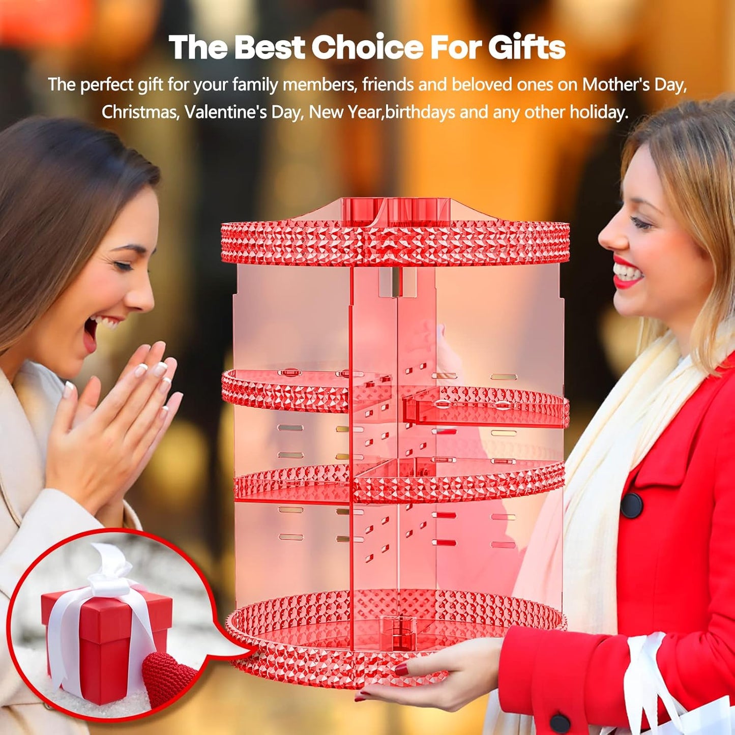 360 Degree Rotating Makeup Organizer, Extra Large Capacity Perfume Holder, Removable 7 Layers Cosmetics Organizer, Make Up Organizer For Countertop Storage Skincare or More (Pink)