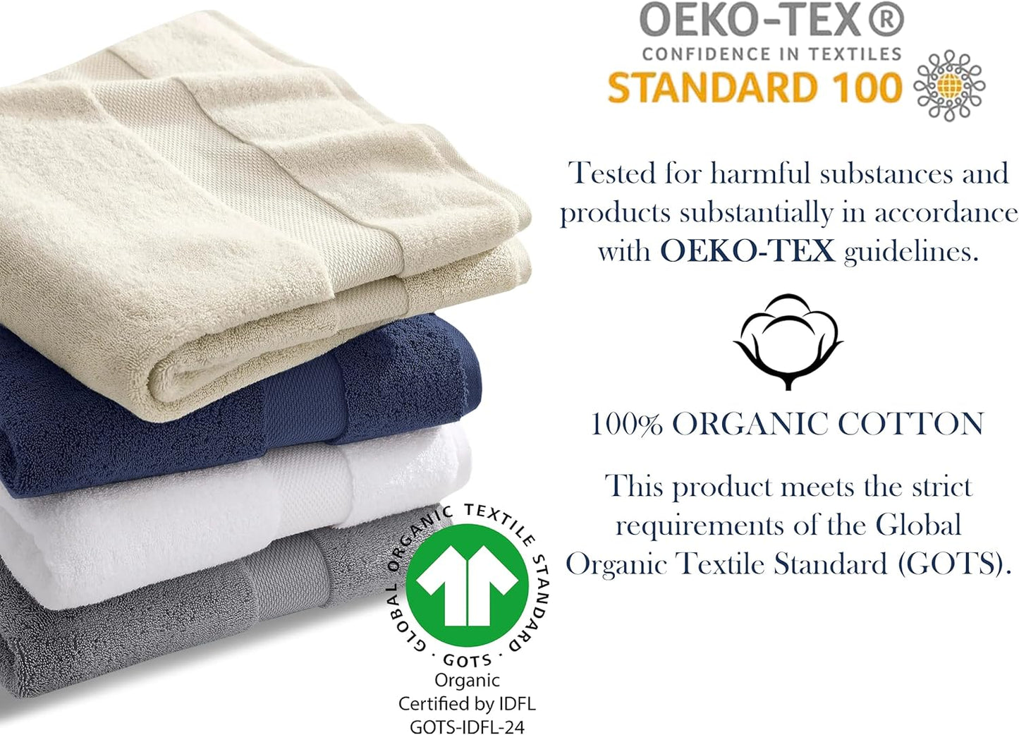 Delara Organic Cotton Luxuriously Plush Hand Towel Pack of 2 | GOTS & OEKO-TEX Certified | Premium Hotel Quality Towels | Feather Touch Technology|650 GSM Long Staple|Soft, Quick Dry & Ultra-Absorbent