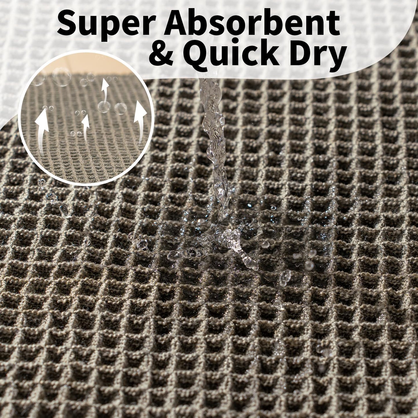 Waffle Bath Mat - Boho Bathroom Rugs Non Slip Washable, Super Absorbent & Quick Dry, Small Bath Mats Farmhouse Bathroom Decor, 18'' x 30'', Olive Green