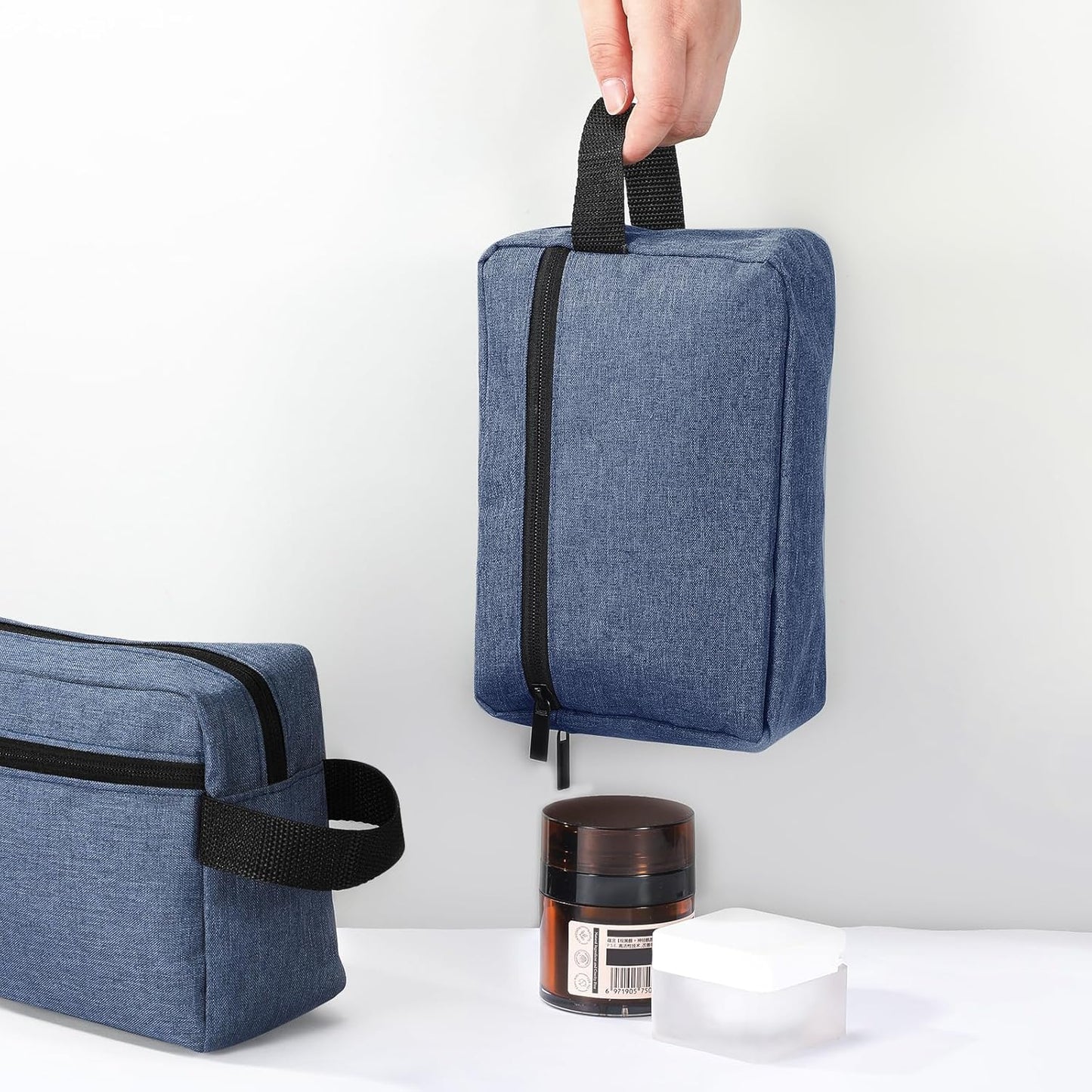 Paterr 16 Pcs Travel Toiletry Bag for Women Men Large Water Resistant Shaving Bag Hanging Cosmetic Bag with Handle and Divider Storage Travel Pouch Case (Dark Blue)