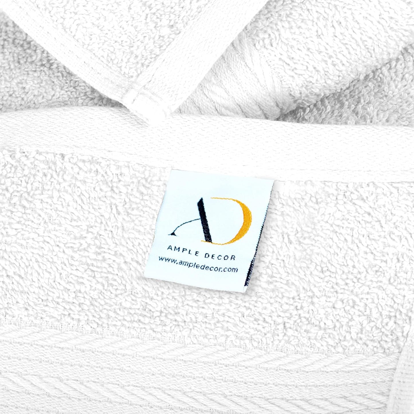 Ample Decor Hand Towels 18 X 28 Inch Pack of 4 600 GSM 100% Cotton, Soft Absorbent, for Hotel, Bathroom, Spa, Daily Use, Gym - White