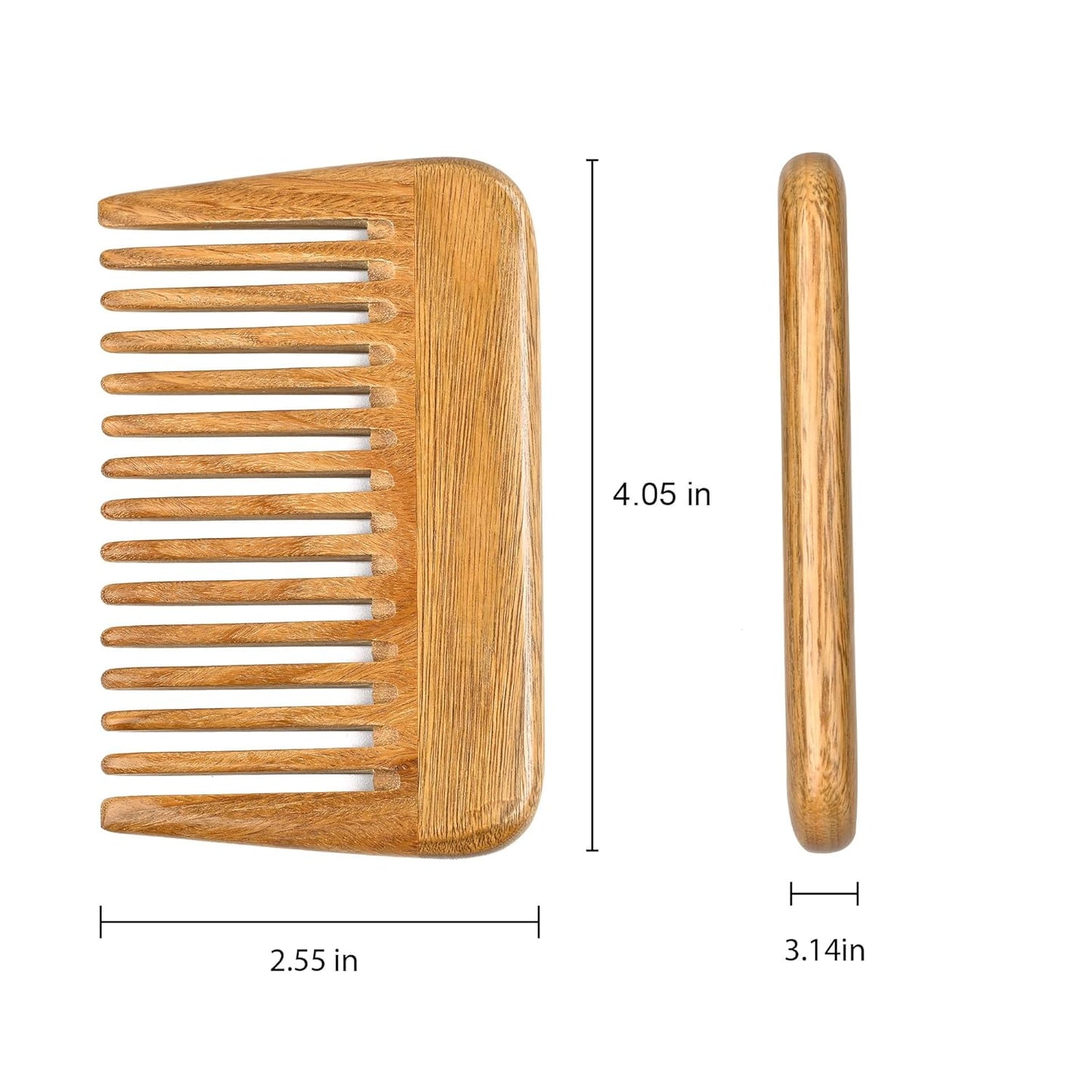 Onedor Handmade 100% Natural Green Sandalwood Hair Combs - Anti-Static Sandalwood Scent Natural Hair Detangler Wooden Comb (Wide Tooth Mini Pocket Comb)
