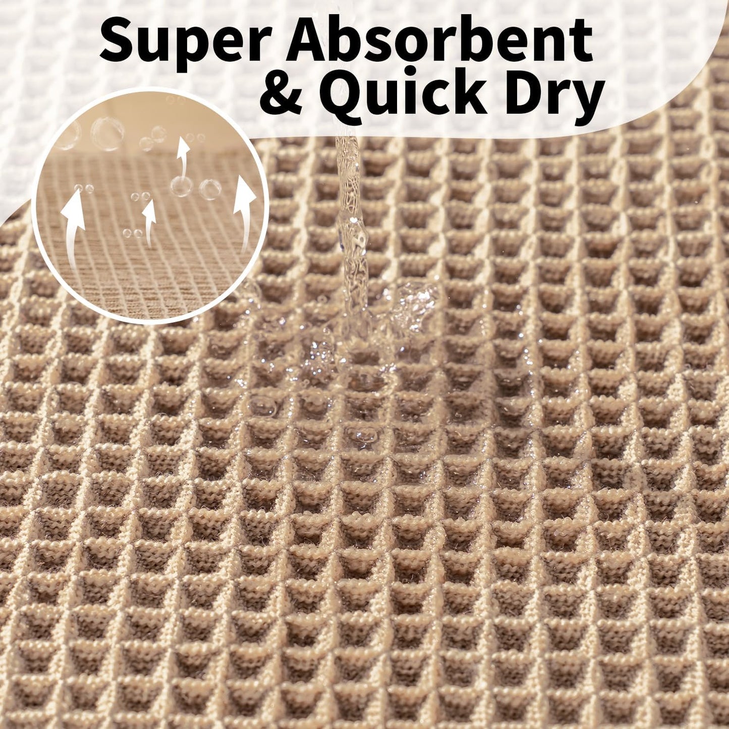 Waffle Bath Mat - Boho Bathroom Rugs Non Slip Washable, Super Absorbent & Quick Dry, Small Bath Mats Farmhouse Bathroom Decor, 18'' x 30'', Khaki