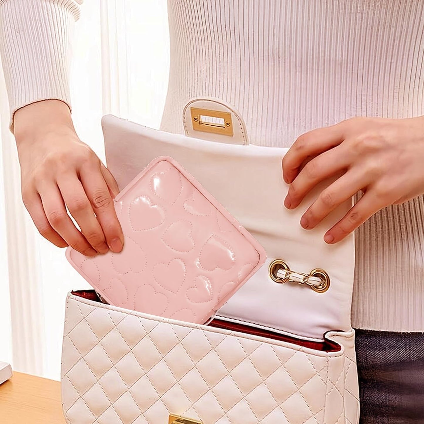 Sanitary Napkin Storage Bags 4 PCS Soft PU Leather Pad Bags for Period Feminine Product Pouch for Panty Liners, Tampons, Menstrual Cup, Sanitary Napkin