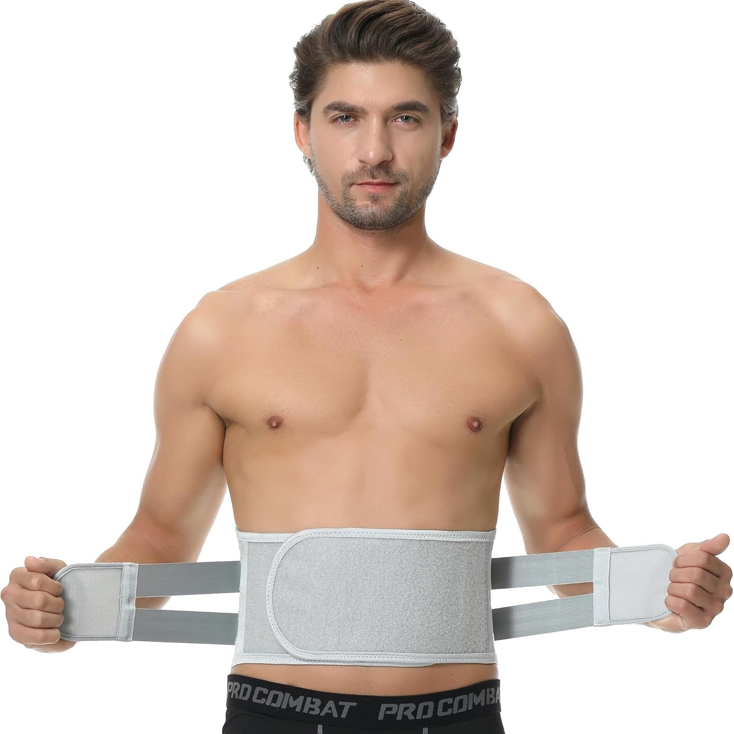 NeoTech Care Back Support Belt - Breathable & Adjustable Lower Back Brace - Double Pull Compression Straps (Grey, Size L)