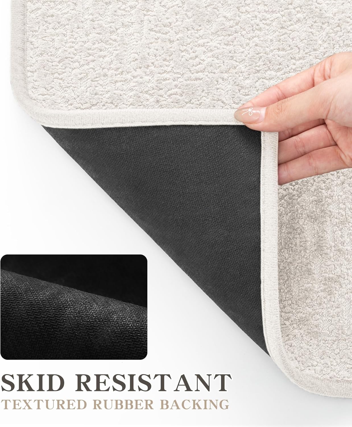 chakme Bathroom Rugs Mat 32x17, Ultra Thin Non Slip Bath Mat Quick Dry Absorbent Bath Mat for Bathroom Floor, (White, 32"x17")